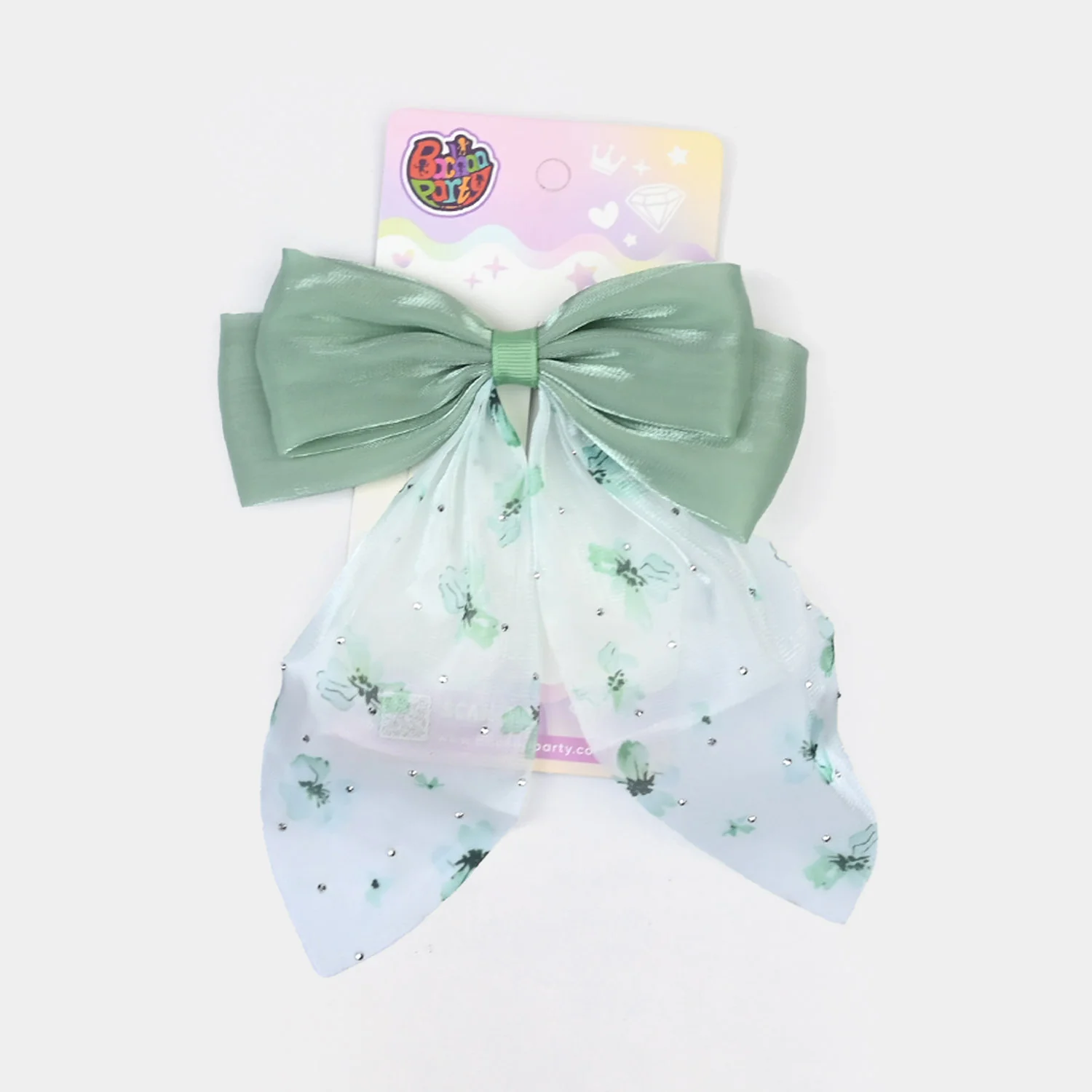 Cute Fabric Bow Hair Pin with Metal Clip - Image 3