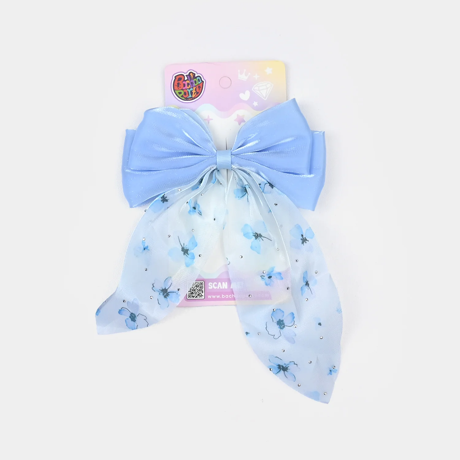 Cute Fabric Bow Hair Pin with Metal Clip - Image 3