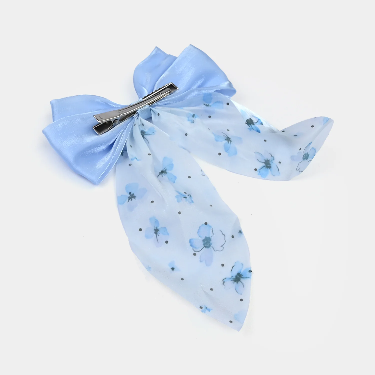 Cute Fabric Bow Hair Pin with Metal Clip - Image 4