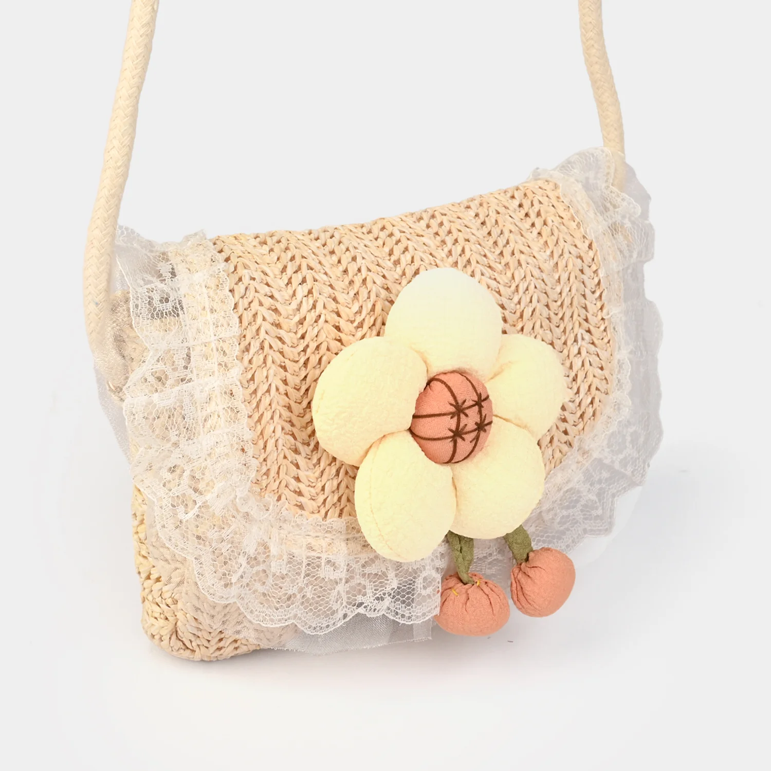 Fashion Handbag With Lace & Flower