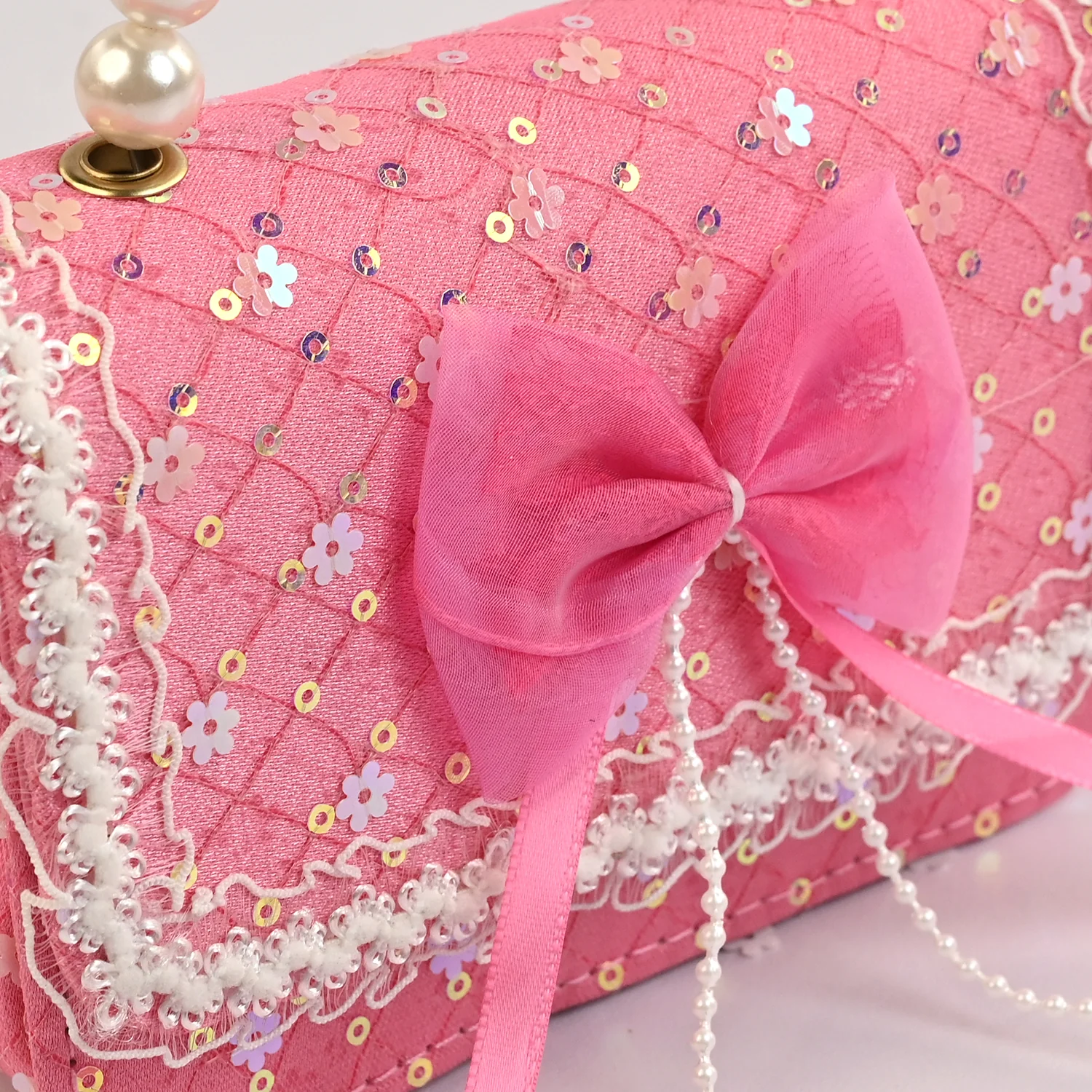 Little Girls' Fancy Pearl Handle Party Purse/Handbag - Image 3