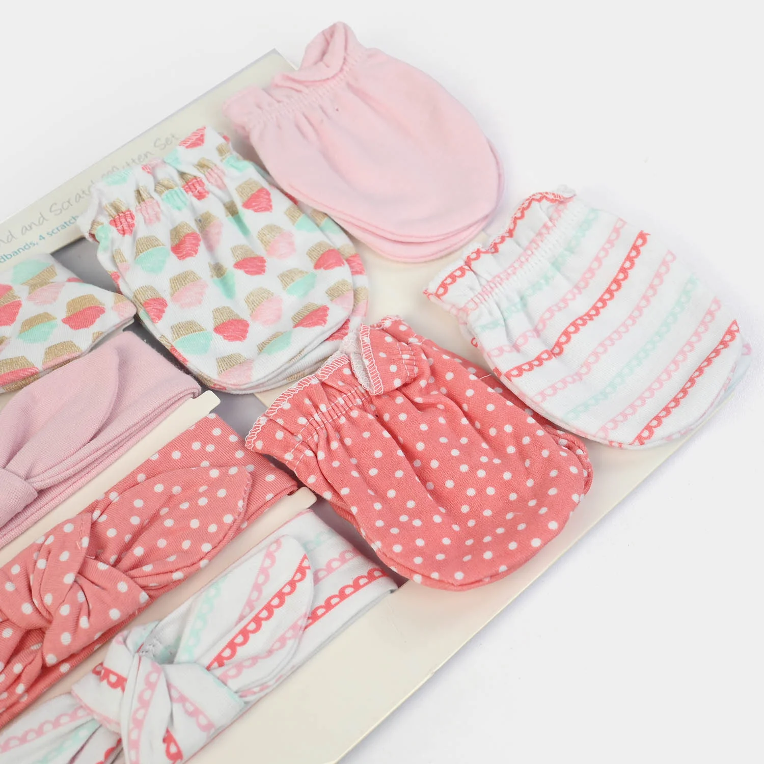 Baby Cotton Headband & Scratch Mitten Set - Image 3