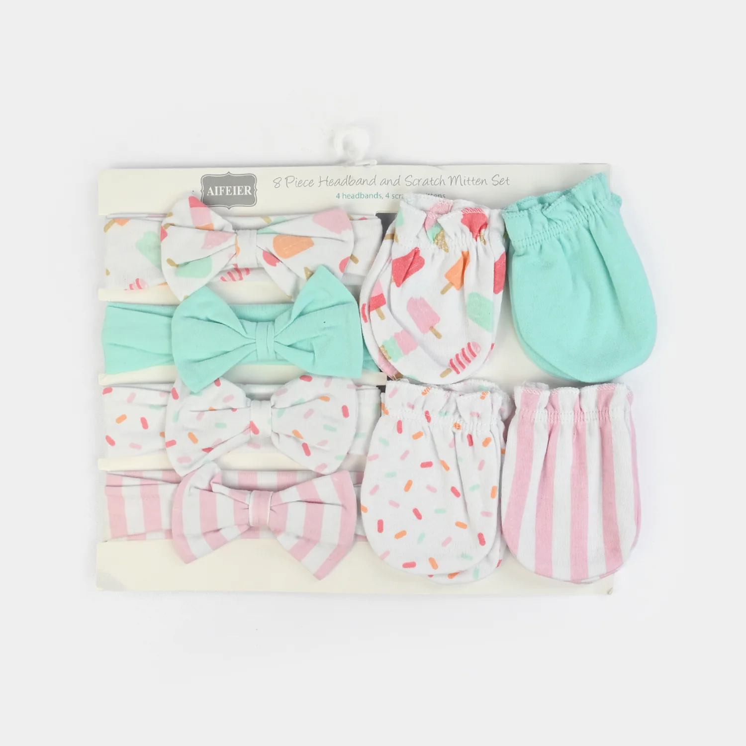 Baby Cotton Headband & Scratch Mitten Set - Image 4
