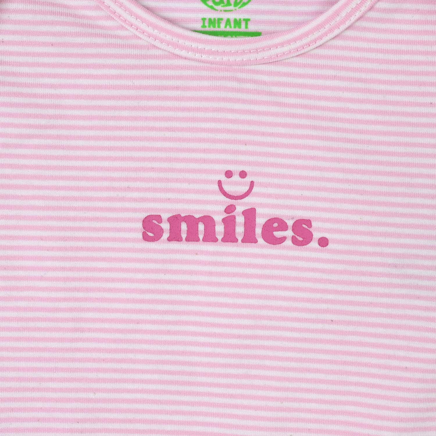 Infant Unisex Basic Romper - Pink Yarn Dyed - Image 3