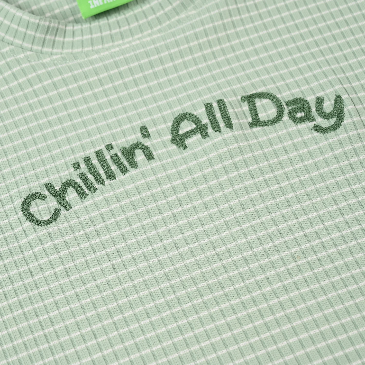 Infant Boys 2x1 Rib Sando (Chill In All Day) - Green - Image 2