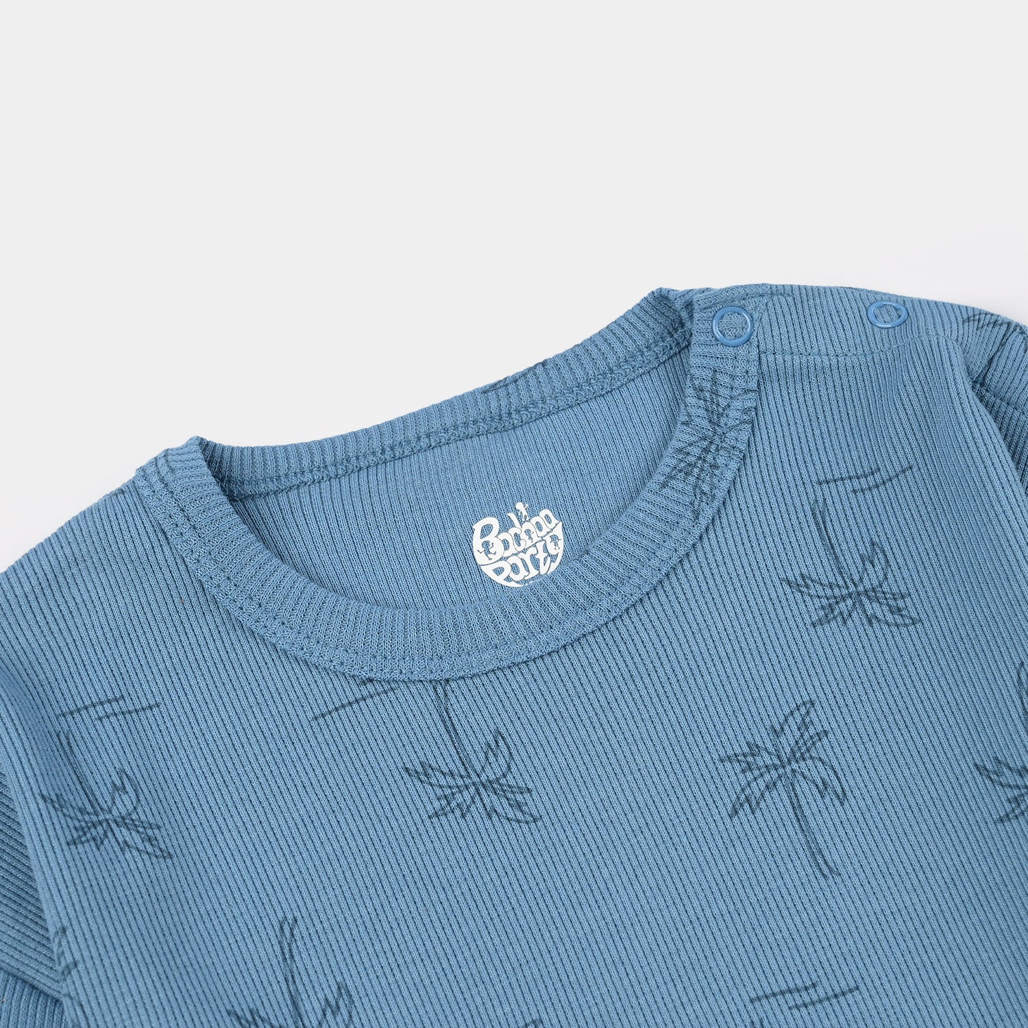 Infant Boys 2x1 Rib T-Shirt (Palm Tree) - Blue - Image 3