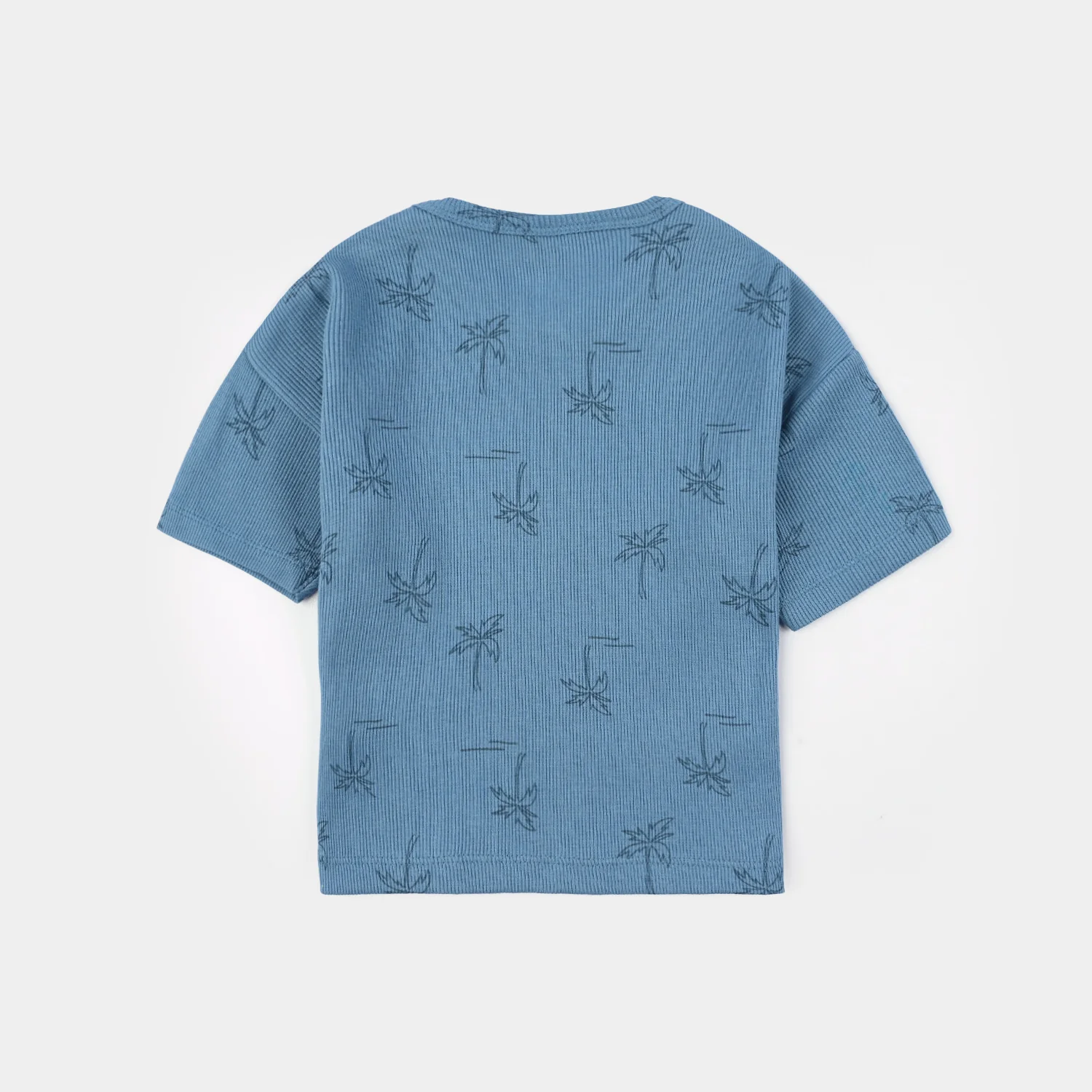 Infant Boys 2x1 Rib T-Shirt (Palm Tree) - Blue - Image 5