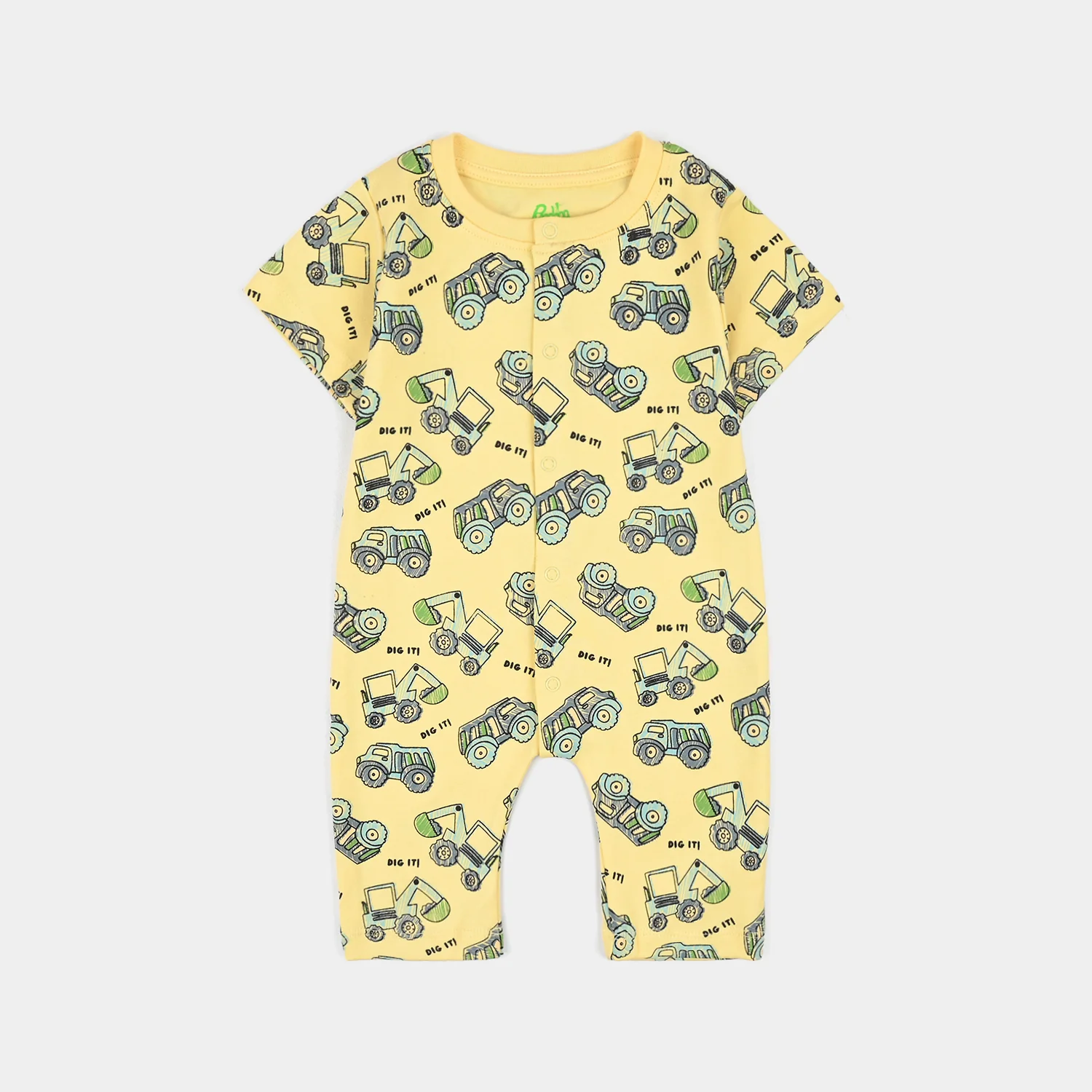 Infant Boys Cotton Interlock Fashion Romper Dig It-Pale.Banana