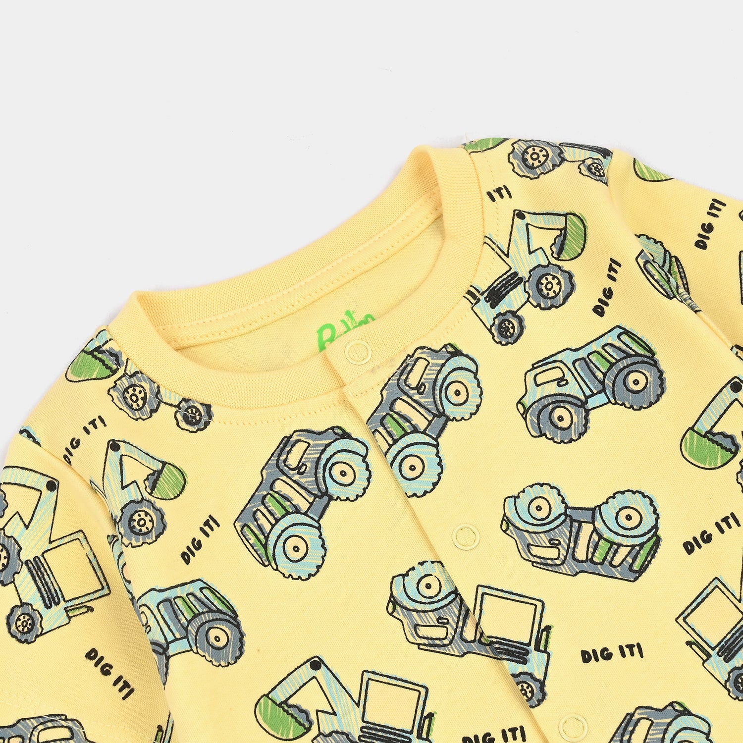 Infant Boys Cotton Interlock Fashion Romper Dig It-Pale.Banana - Image 2