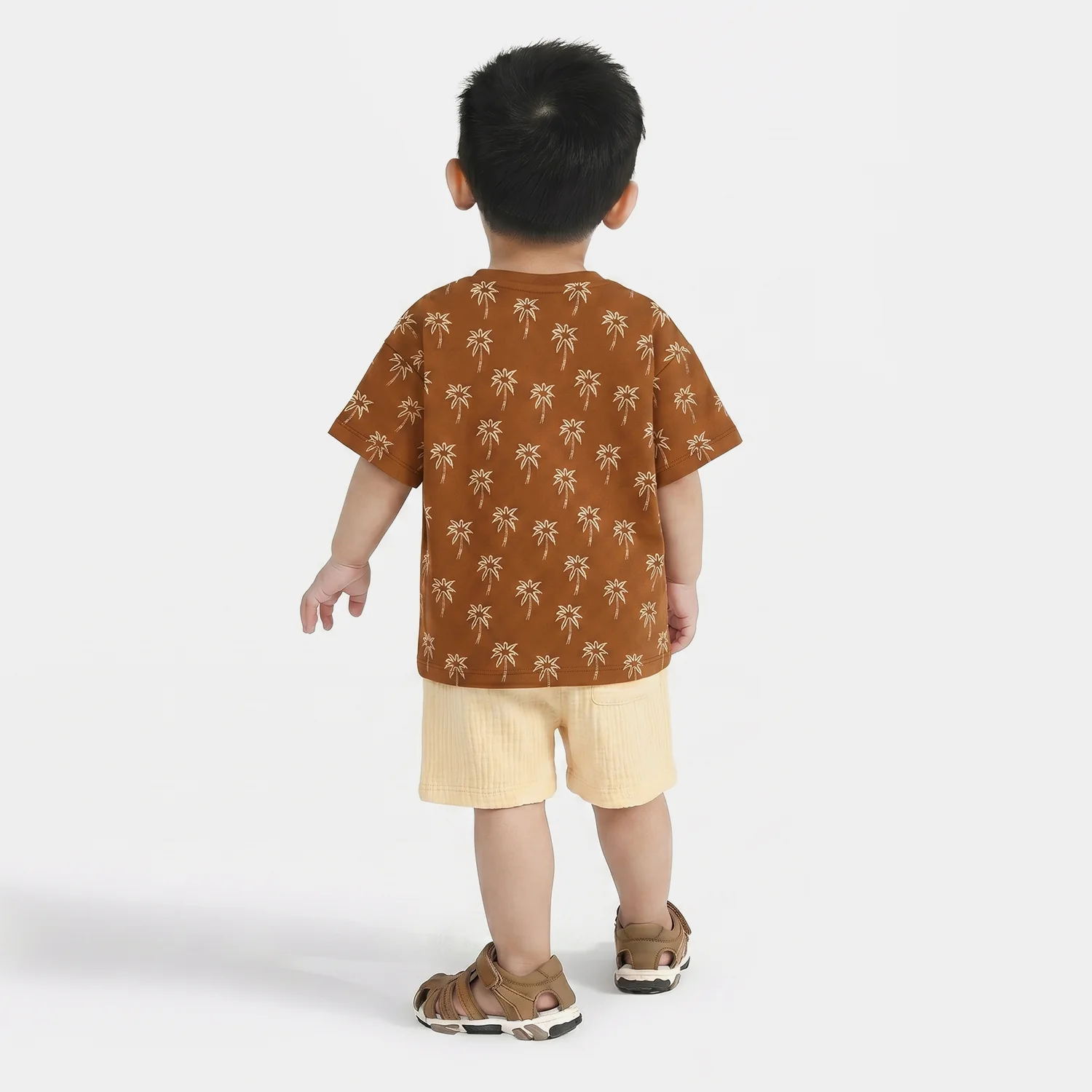 Infant Boys Cotton Interlock Suit (Good Day) - Brown/Off White - Image 2