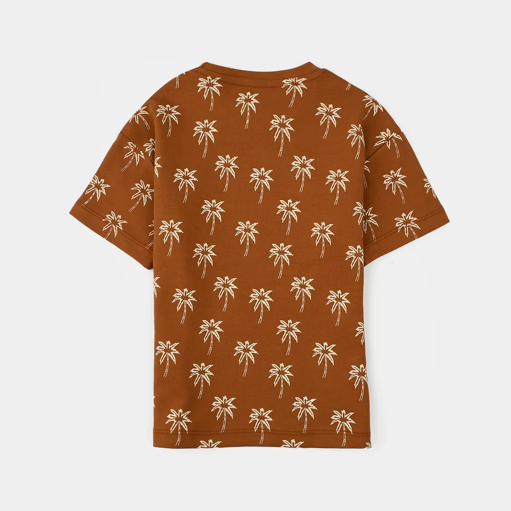 Infant Boys Cotton Interlock Suit (Good Day) - Brown/Off White - Image 6
