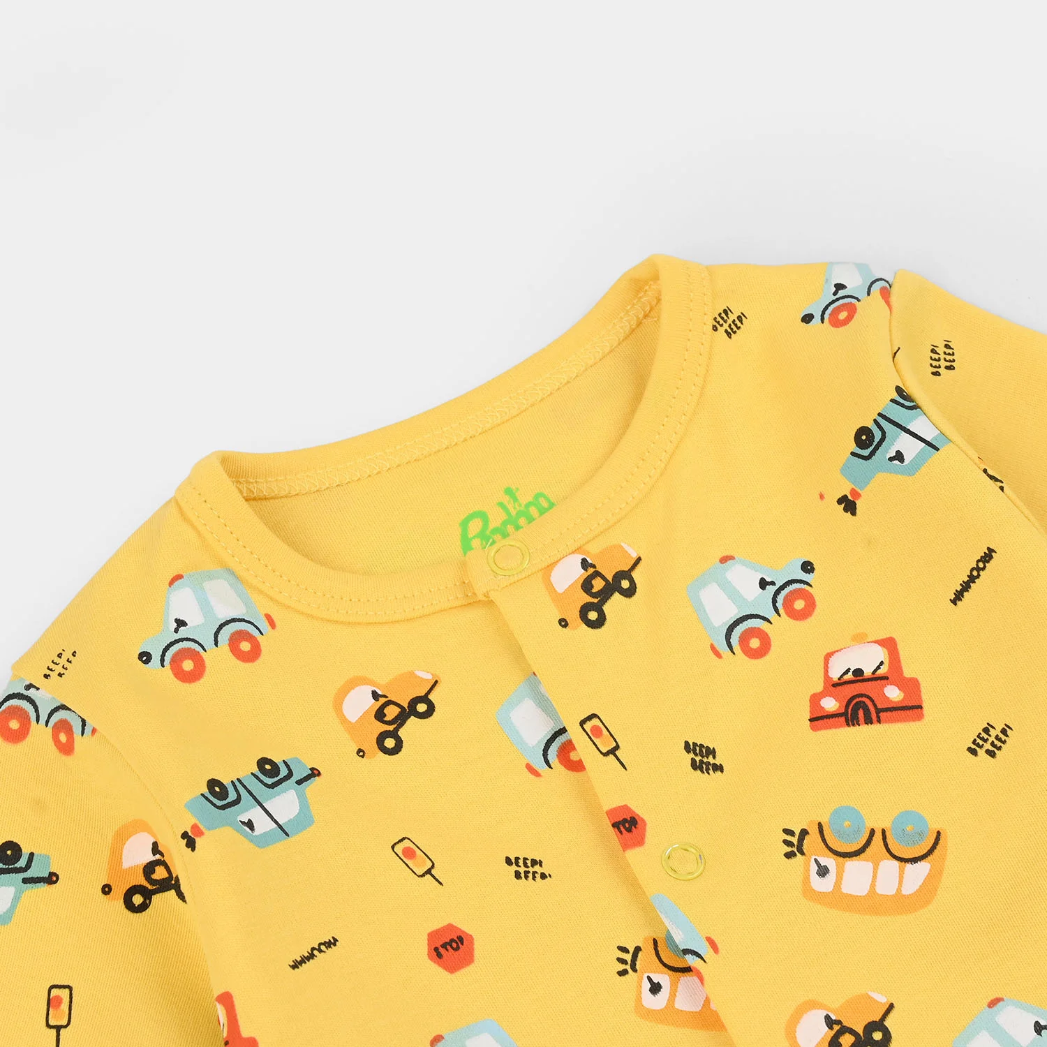 Infant Boys Cotton Interlock Romper CARS-YELLOW - Image 2