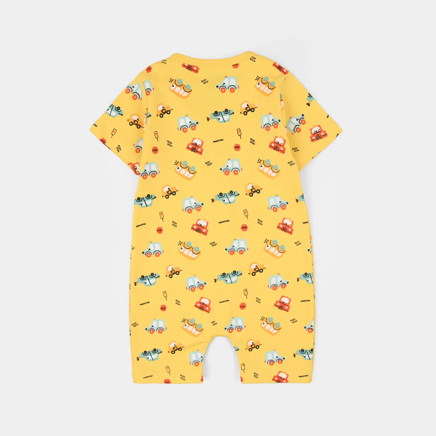 Infant Boys Cotton Interlock Romper CARS-YELLOW - Image 4