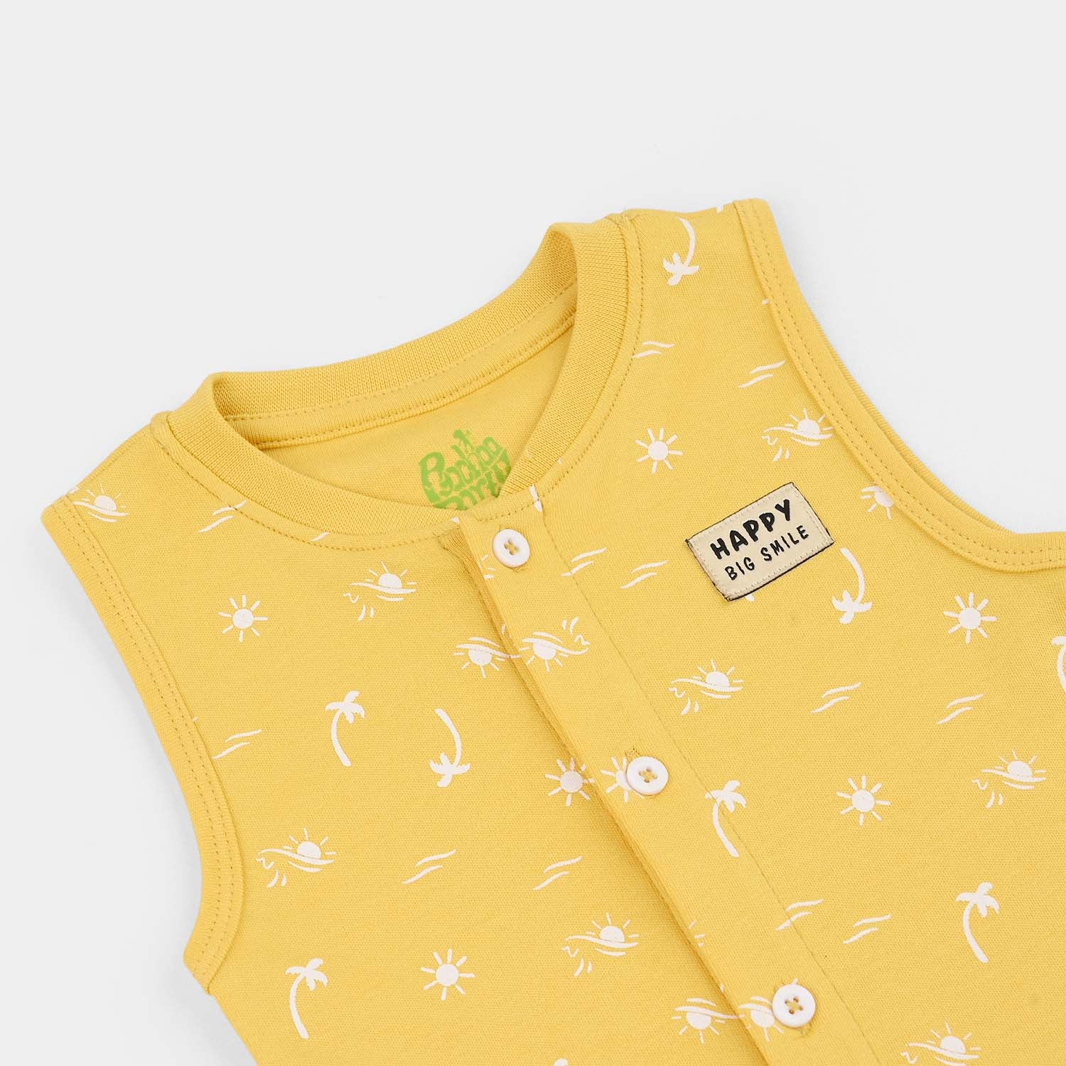 Infant Boys Cotton Interlock Romper Palm Tree-Yellow - Image 2