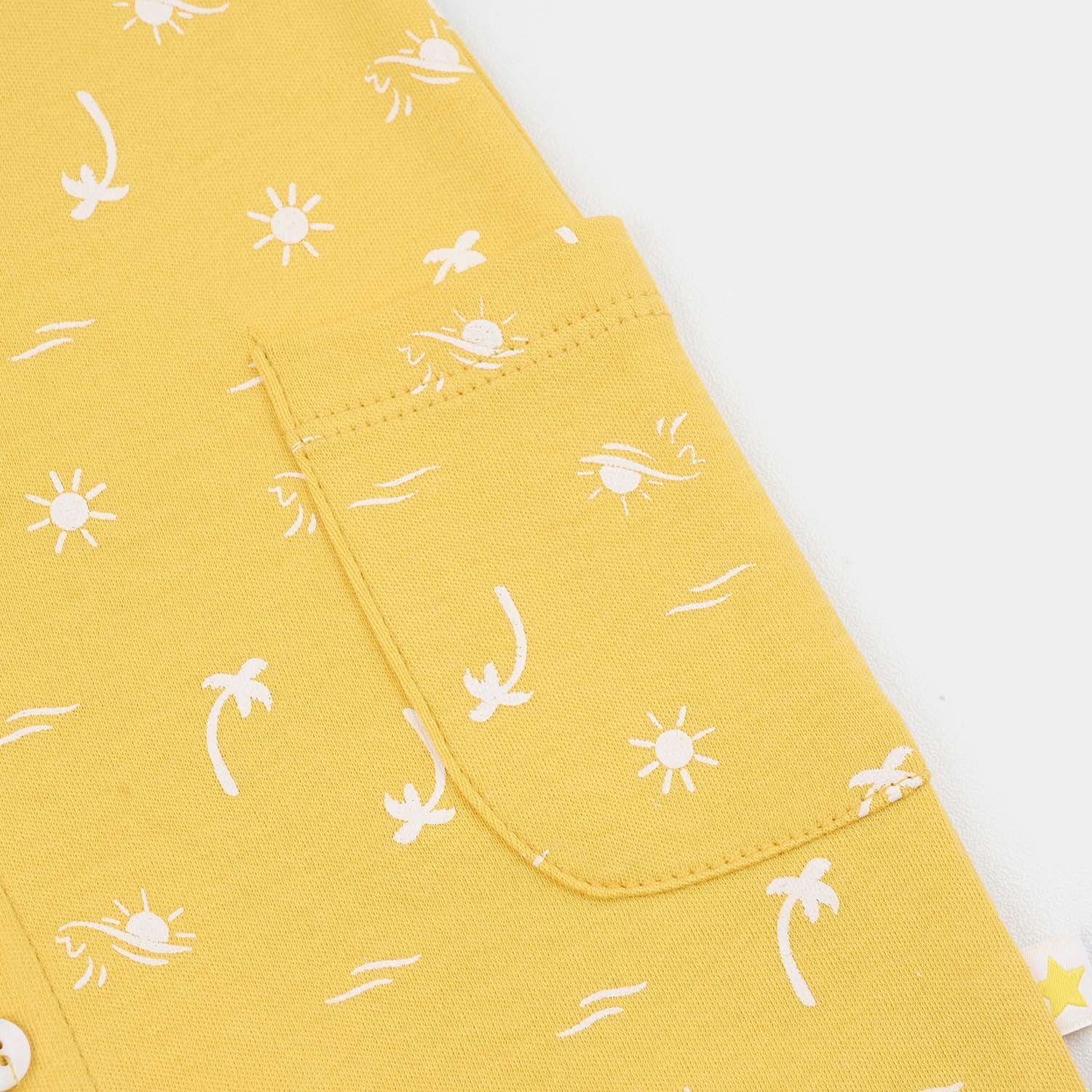 Infant Boys Cotton Interlock Romper Palm Tree-Yellow - Image 3