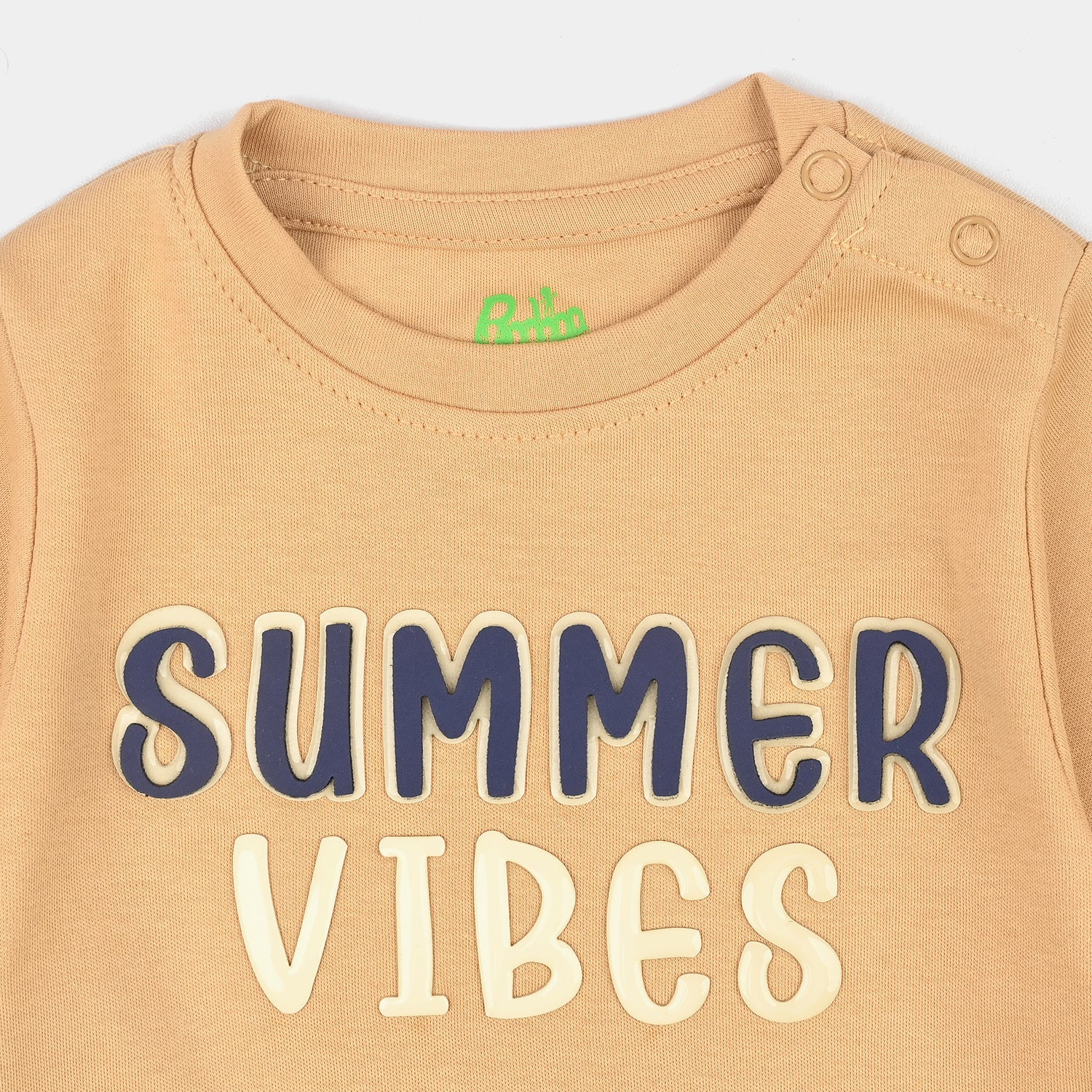 Infant Boys Cotton Interlock Romper SUMMER VIBES-BROWN - Image 2