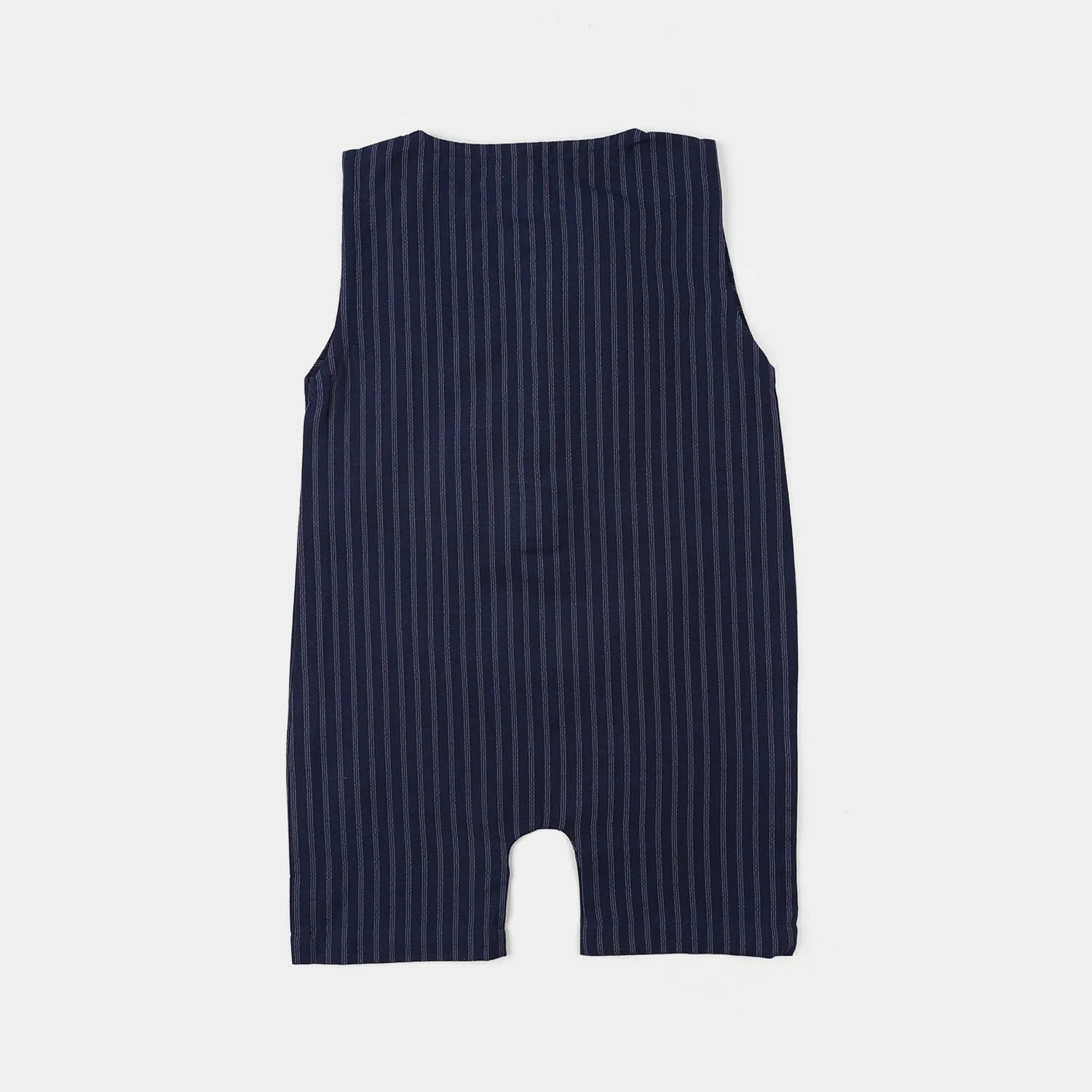 Infant Boys Cotton Jacquard Woven Romper (Dotted Indigo) - Navy - Image 4