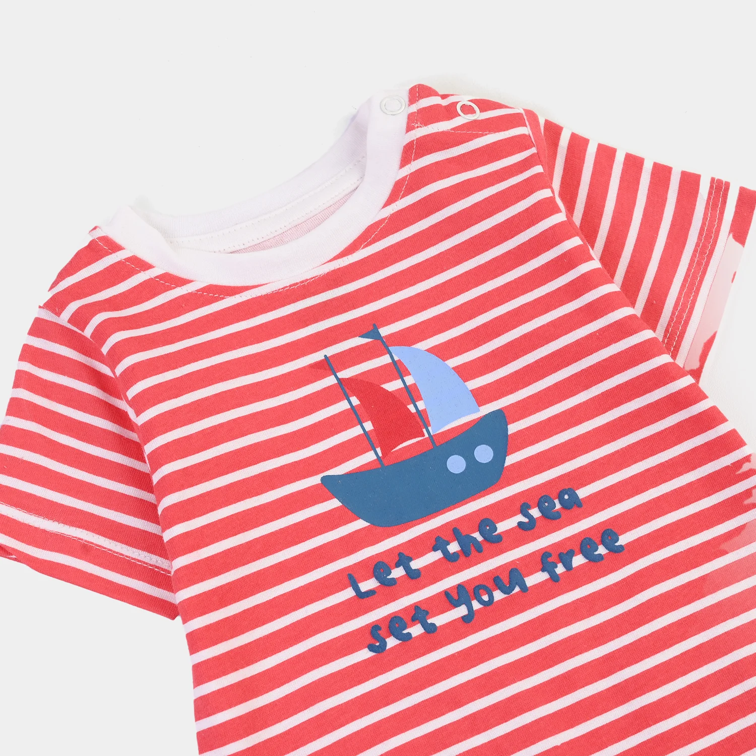 Infant Boys Cotton Jersey 2 Piece Set Lets Free-Red/Blue - Image 3