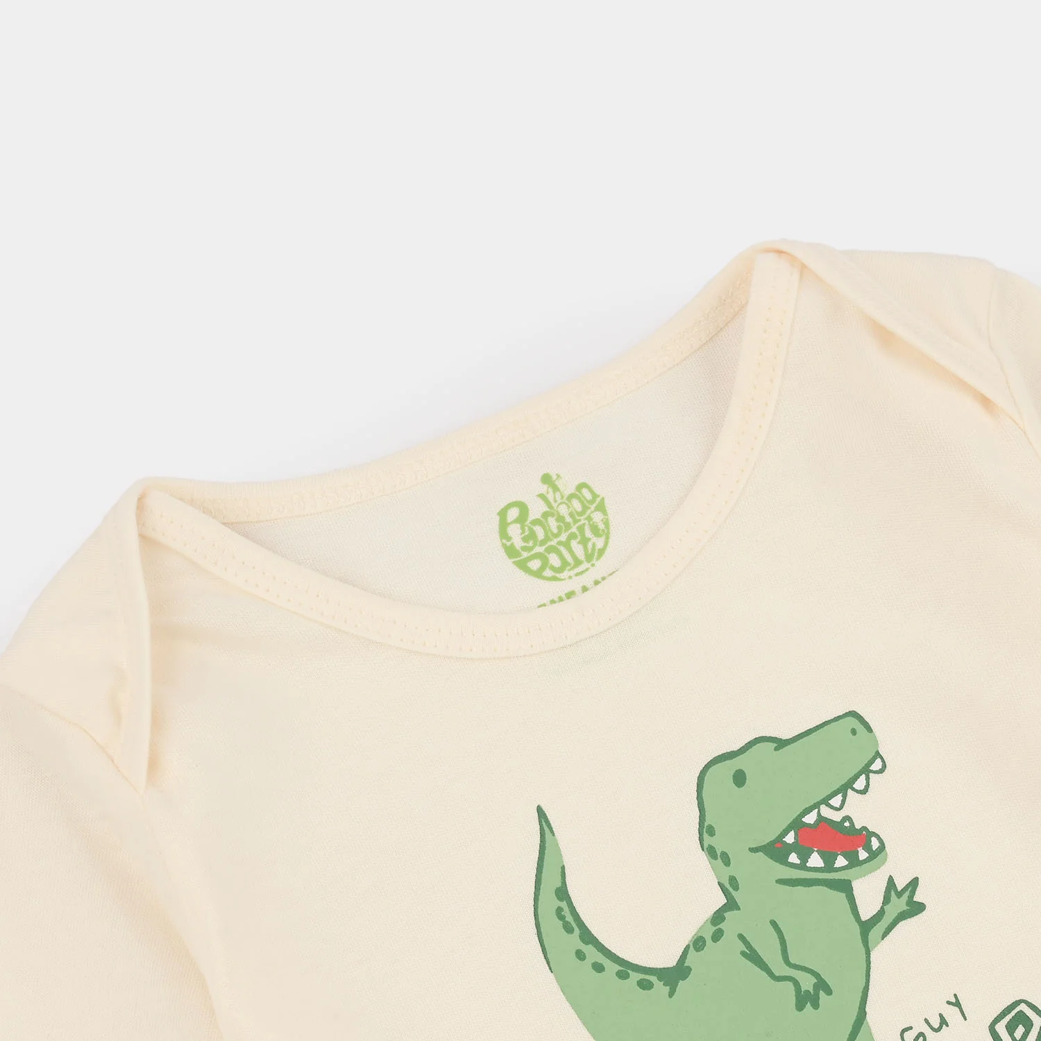 Infant Boys Cotton Jersey T-Shirt + Romper (Big Roar) - Off White/Yellow - Image 3