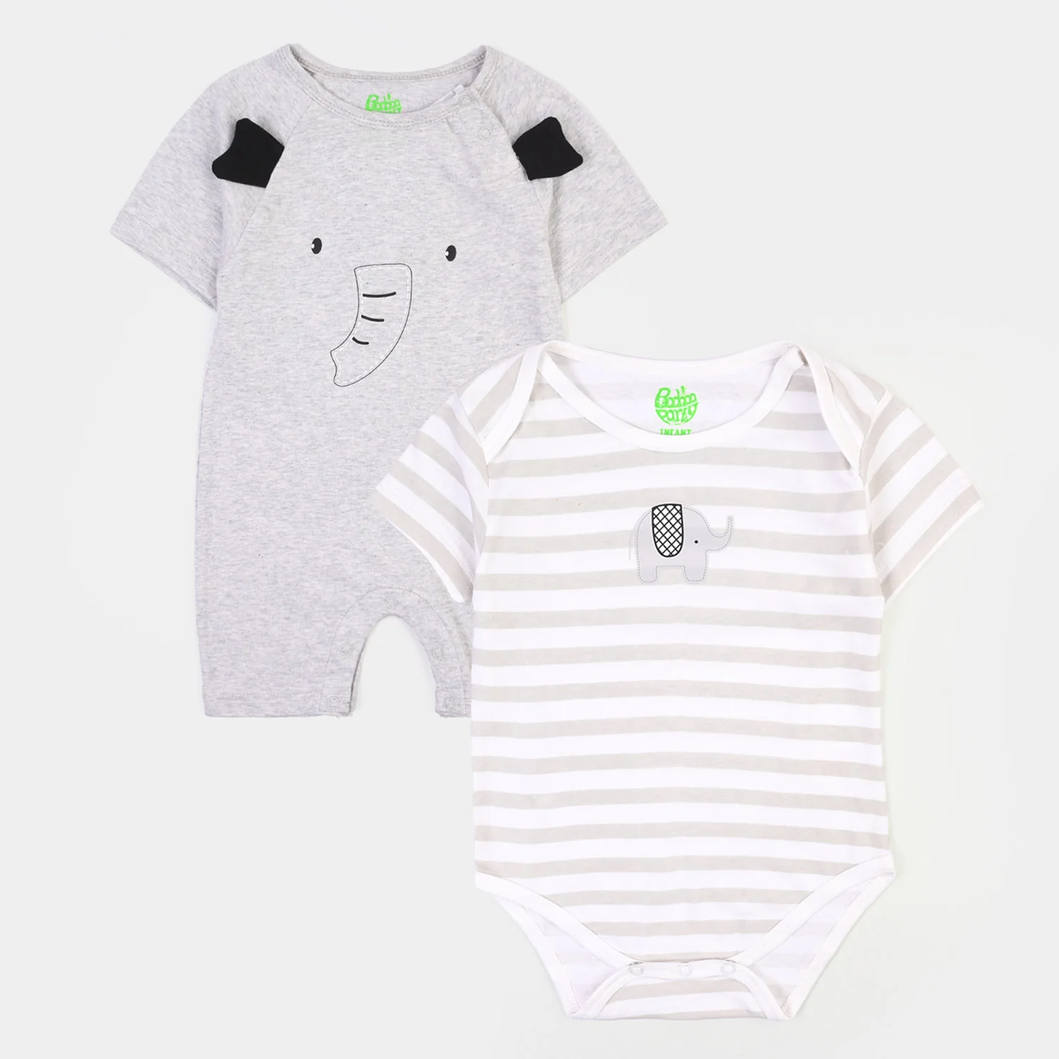 Infant Boys Cotton Jersey I am New Here Romper Set-White.Grey