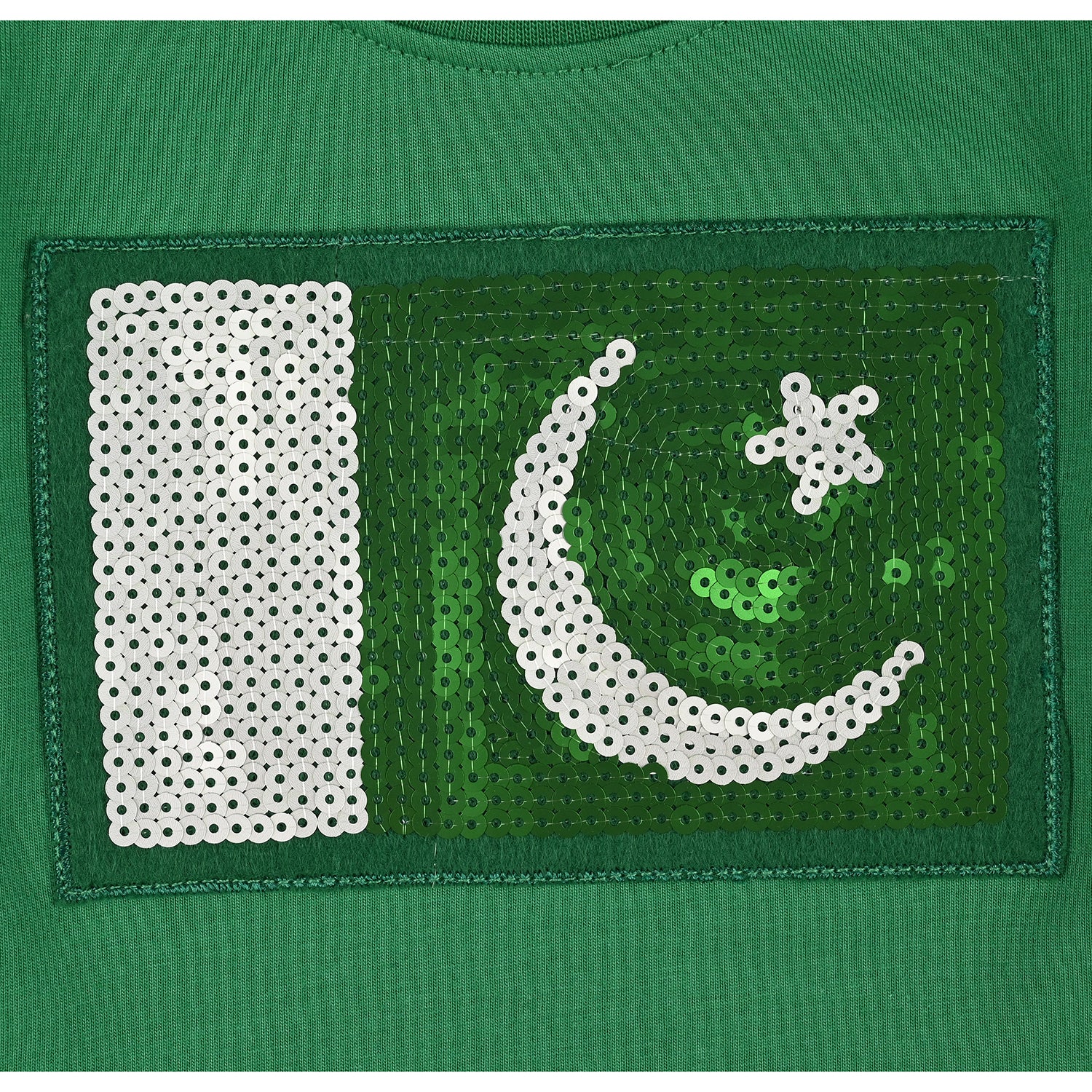Infant Boys Cotton Jersey T-Shirt Sequins Flag  – Green - Image 2