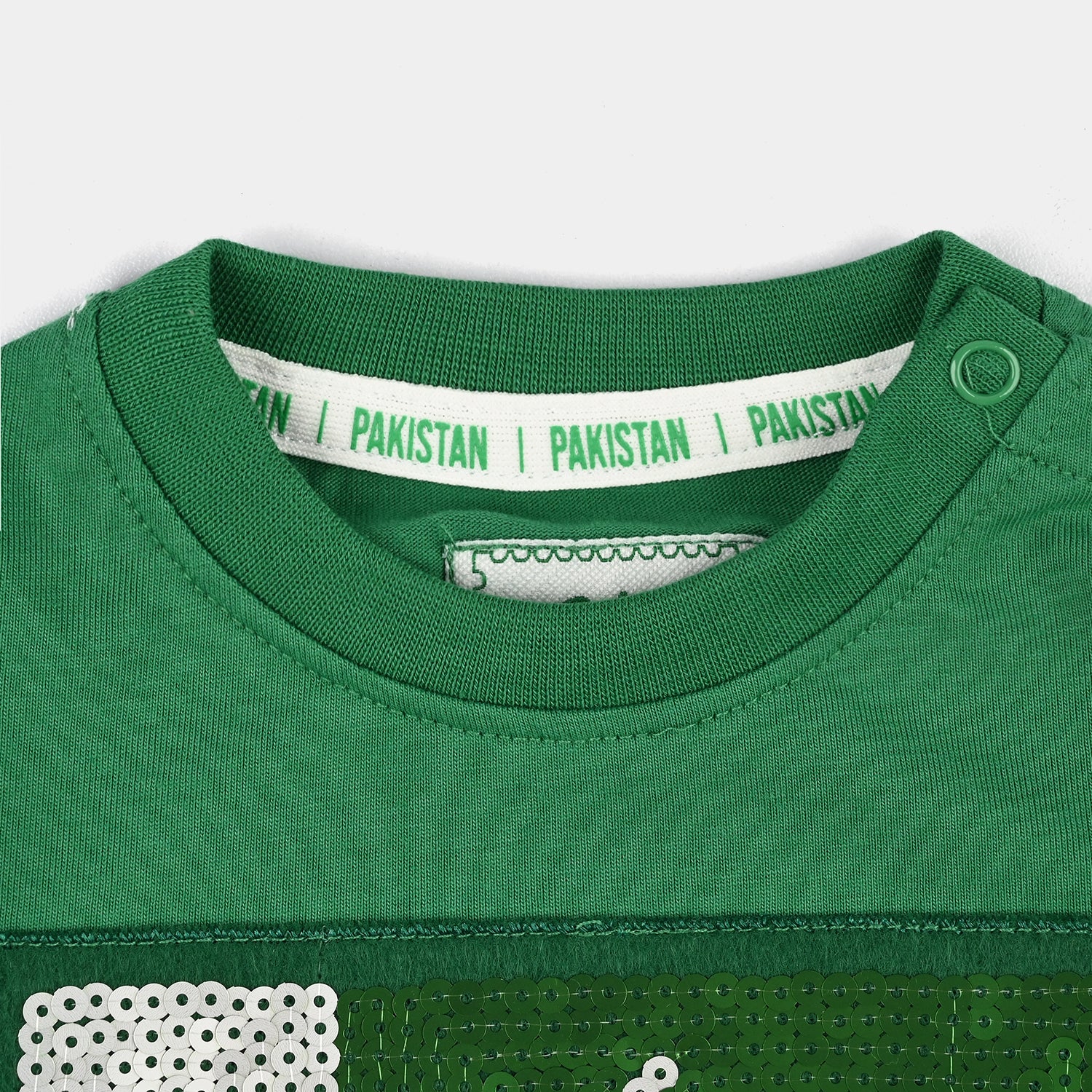 Infant Boys Cotton Jersey T-Shirt Sequins Flag  – Green - Image 4