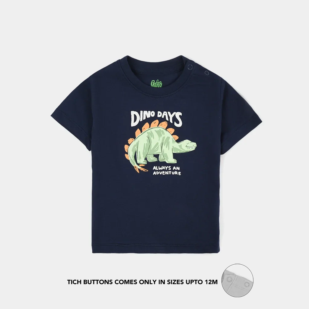 Infant Boys Cotton Jersey T-Shirt H/S Dino Days-NAVY