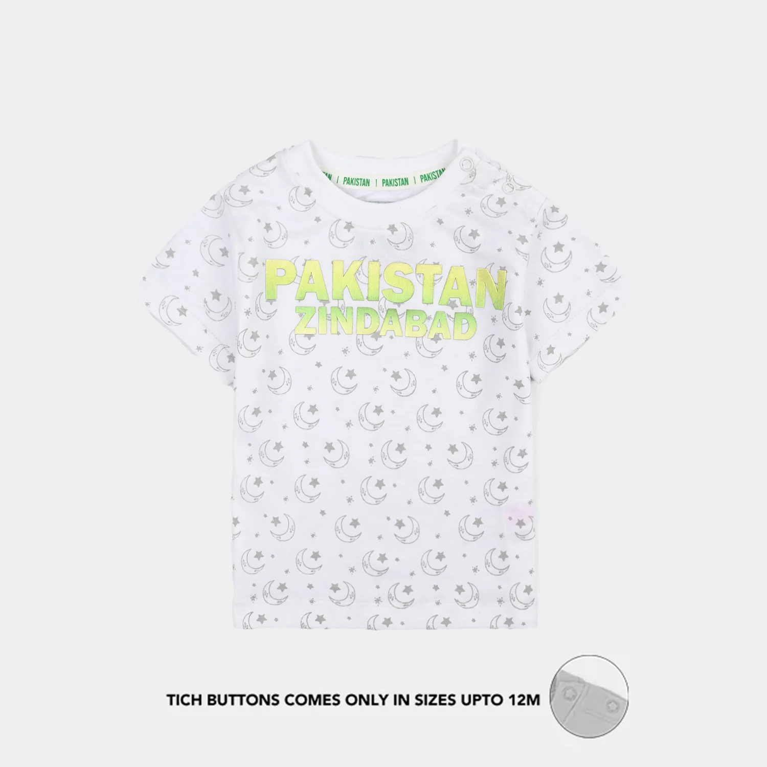 Infant Boys Cotton Jersey T-Shirt Pakistan Zindabad-White