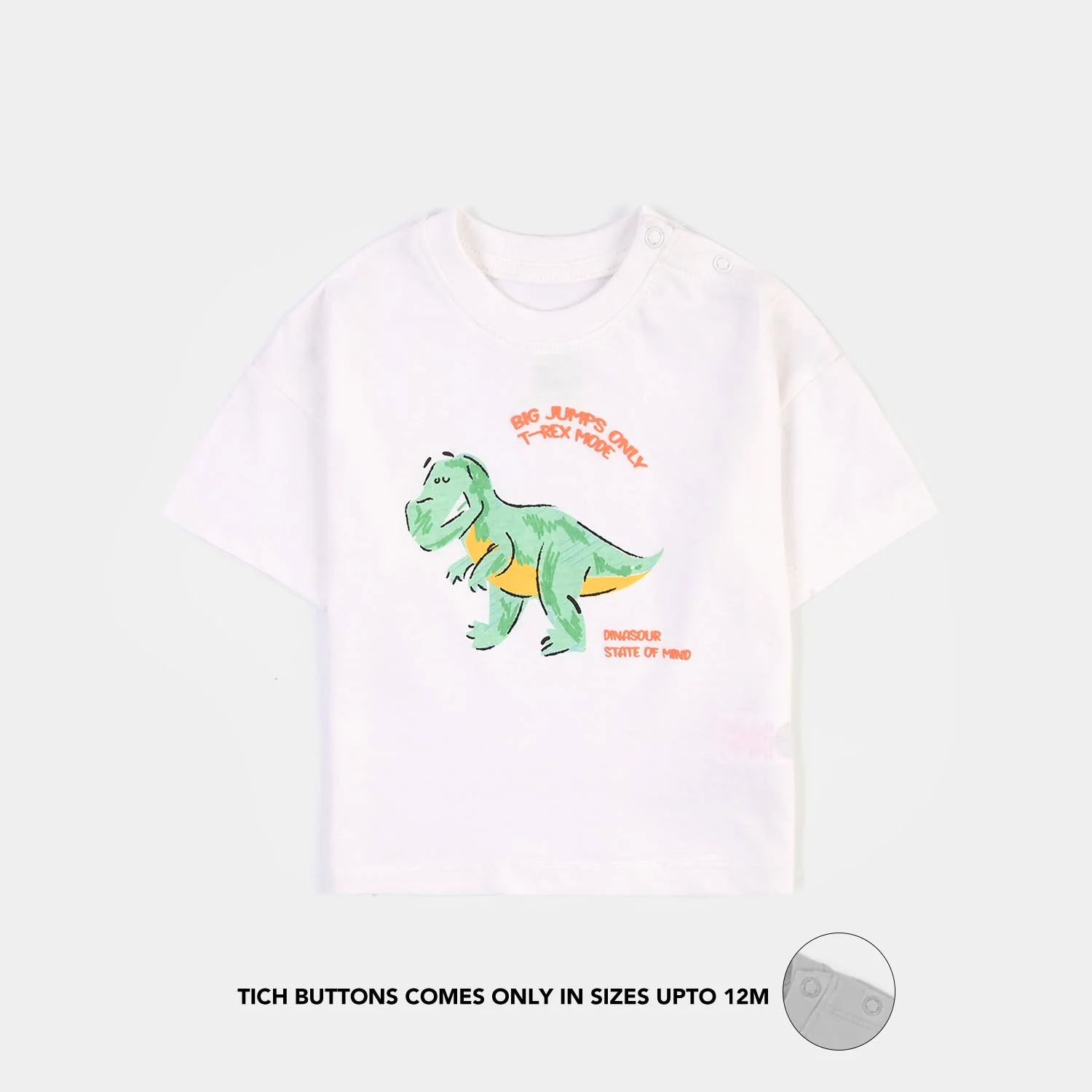 Infant Boys Cotton Jersey T-Shirt T-Rex - White