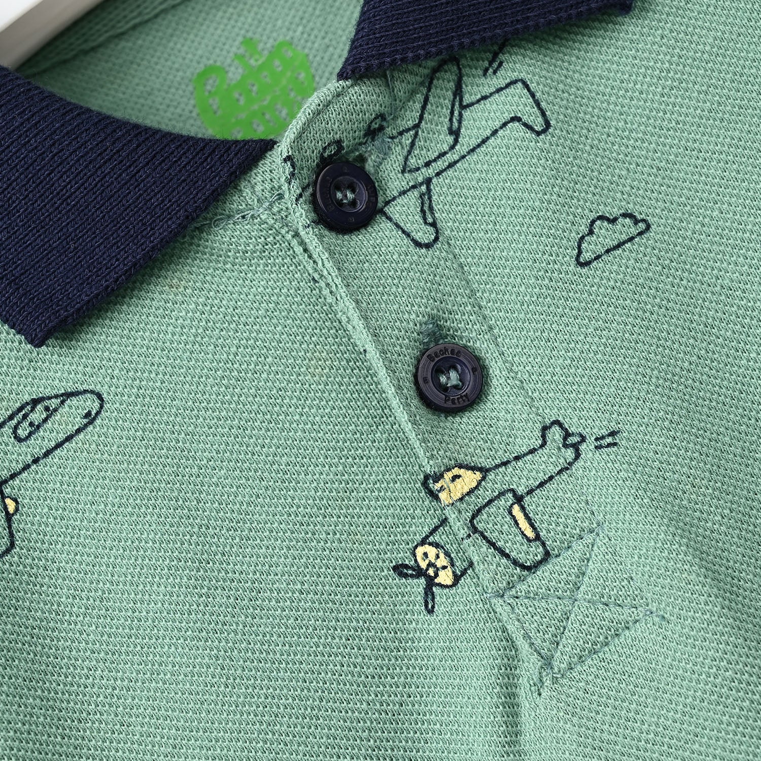 Infant Boys Cotton PK Polo F/S Airplane-Oil.Blue - Image 2