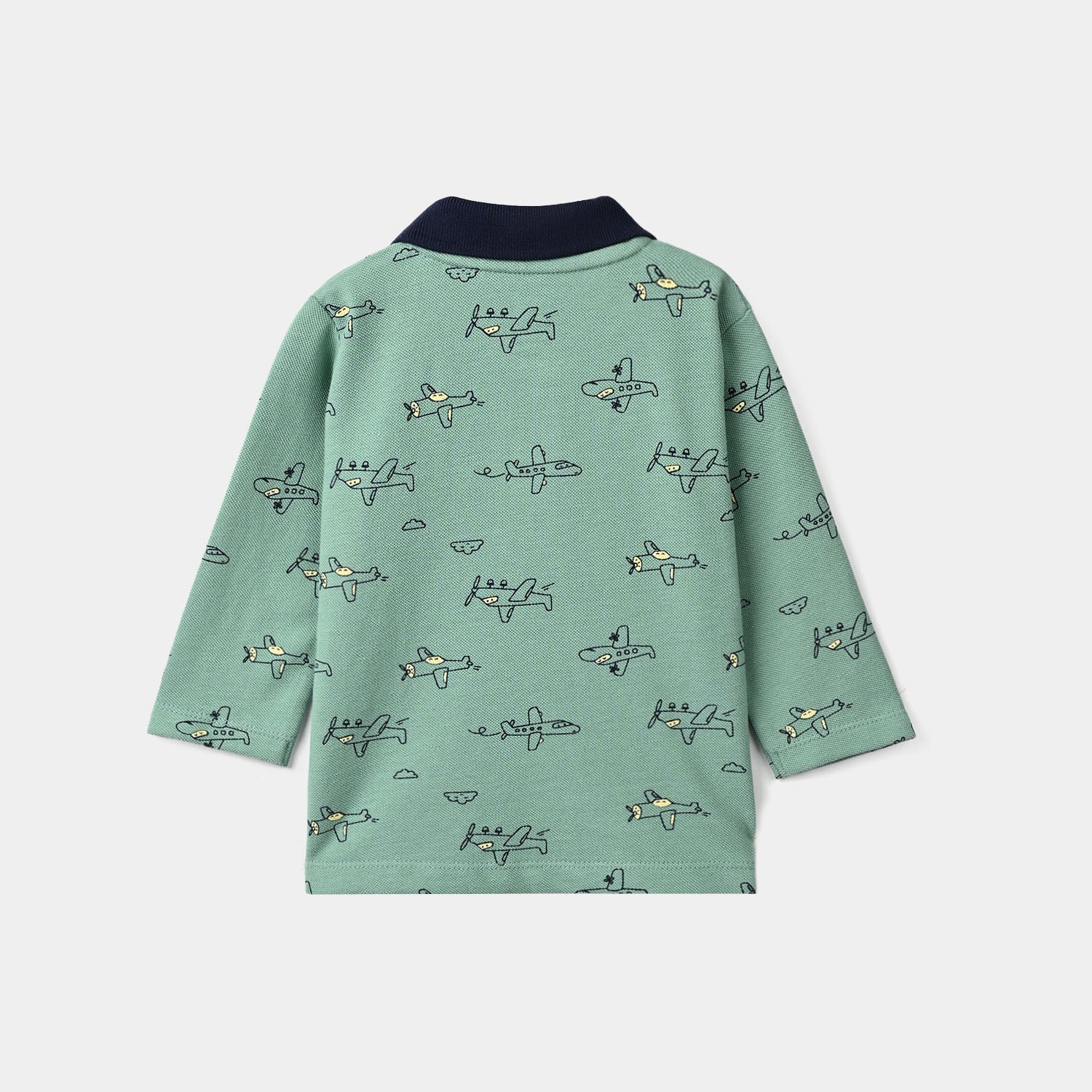Infant Boys Cotton PK Polo F/S Airplane-Oil.Blue - Image 3