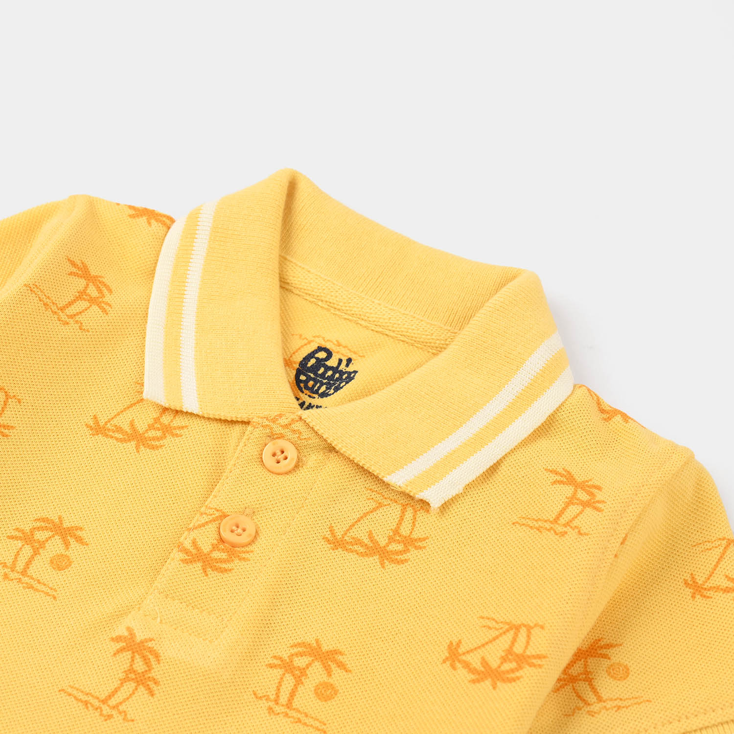 Infant Boys Cotton PK Polo (Palm Tree) - Yellow - Image 2