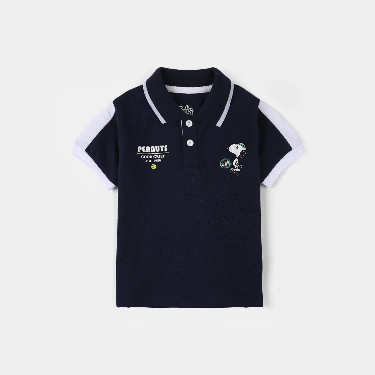 Infant Boys Cotton PK Polo Peanut - Navy Blue