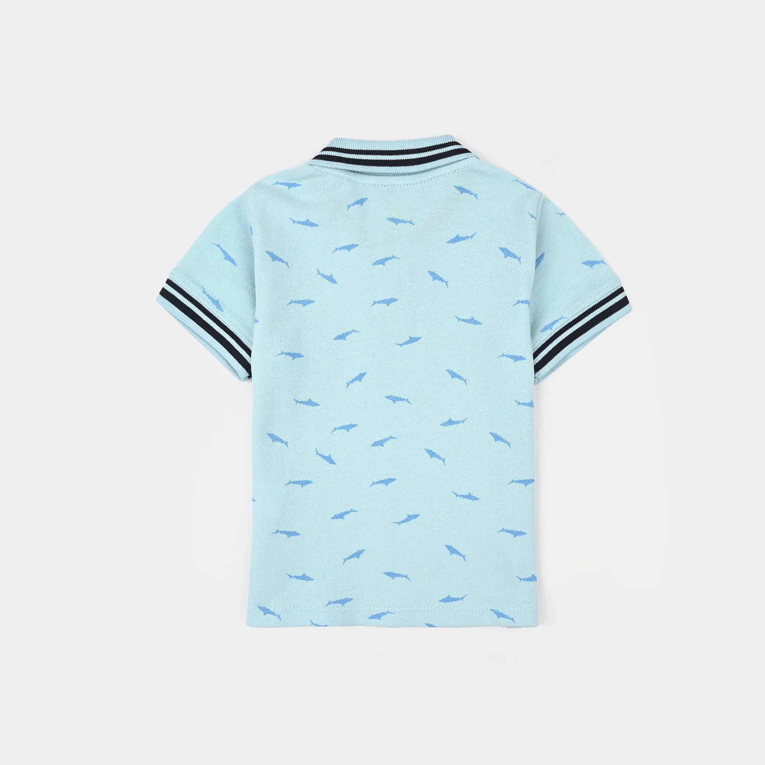 Infant Boys Cotton PK Polo Shark-Blue - Image 5