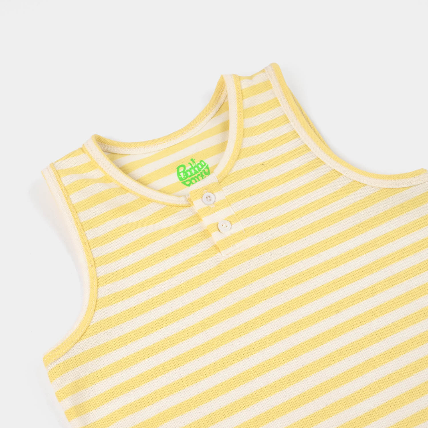 Infant Boys Cotton PK Sando (Plain 2) - Yellow/Stripes - Image 2