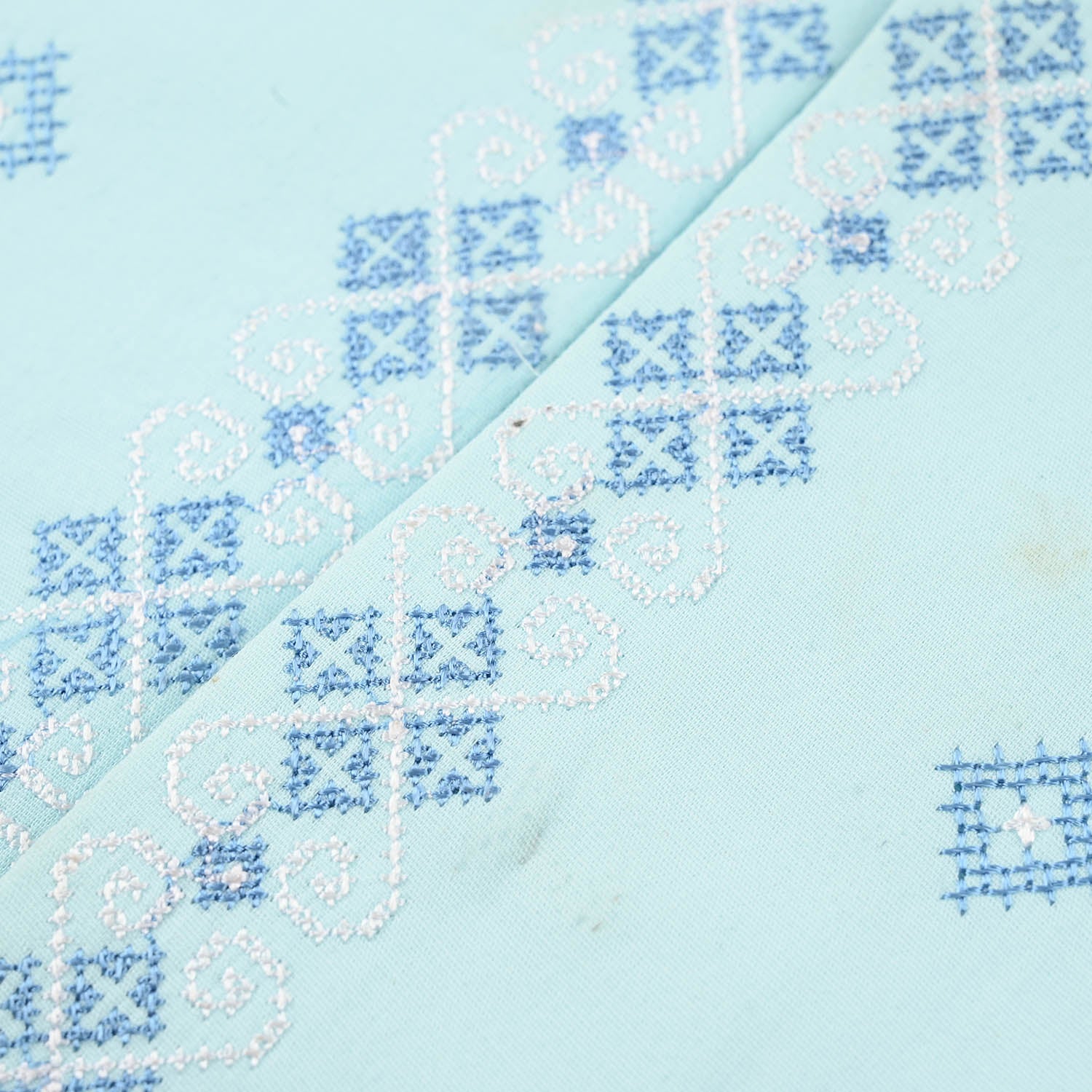 Infant Boys Cotton Poplin 3-Piece Suit (Cross Stitch) - Light Blue - Image 4