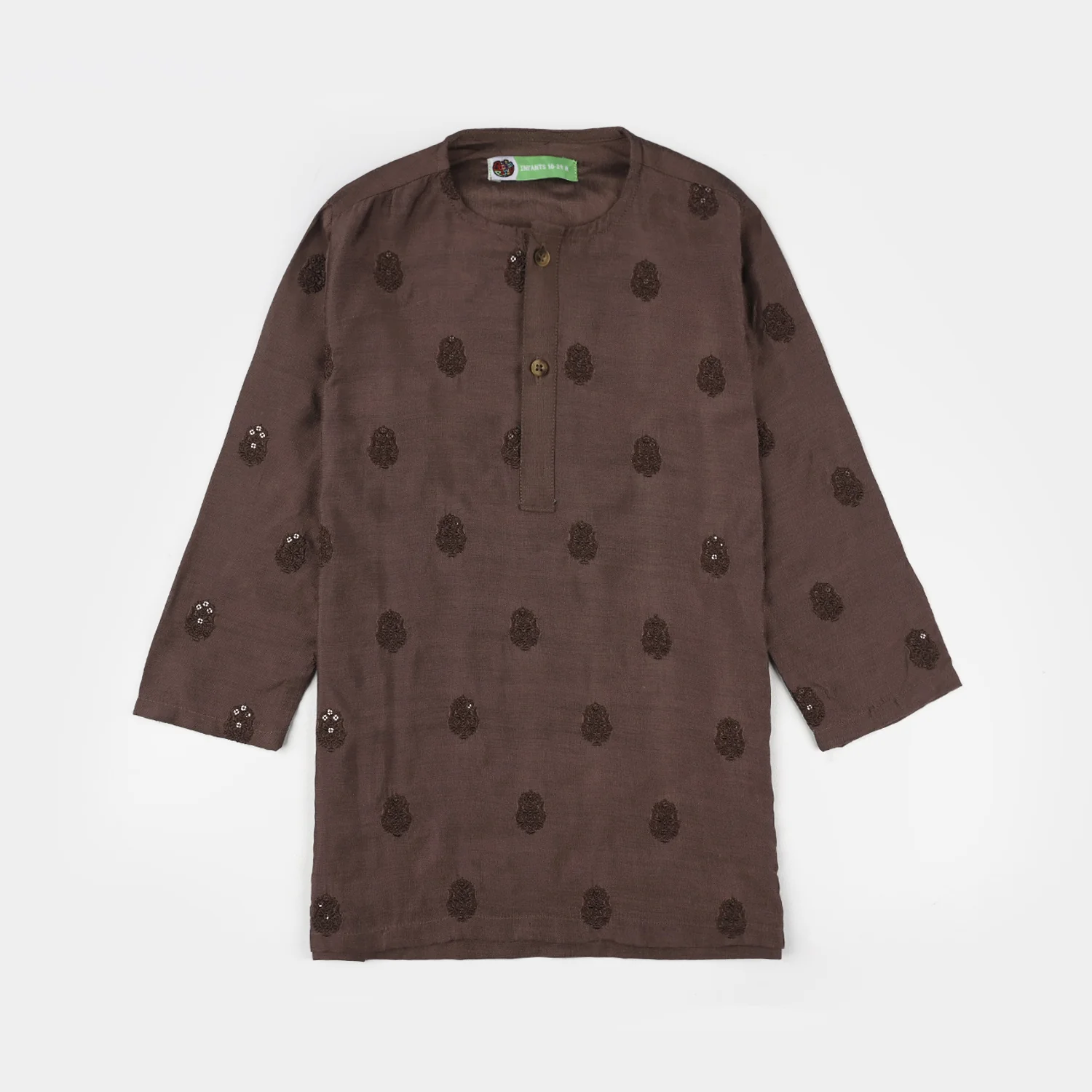Infant Boys Cotton Poplin Kurta Pajama (Sitara) - Brown - Image 4