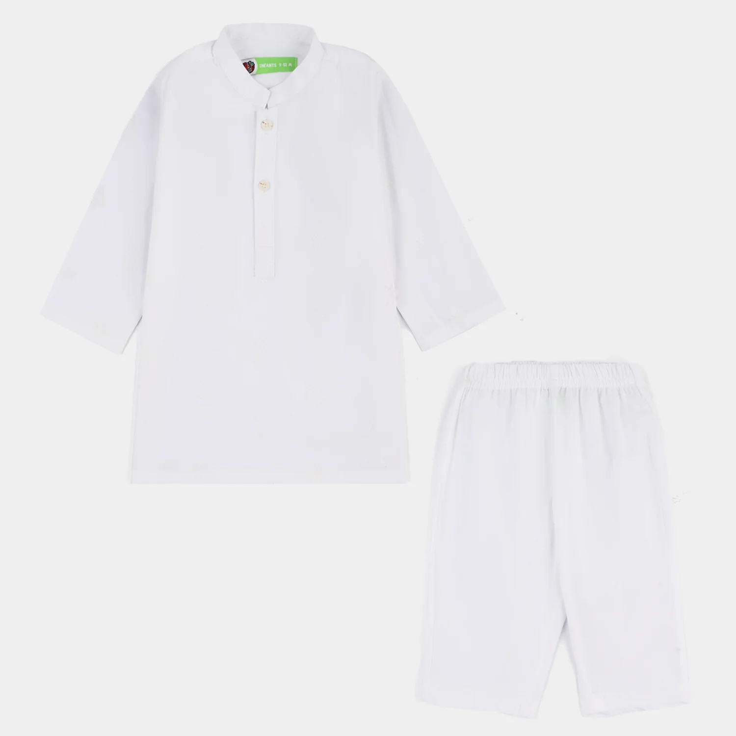 Infant Boys Cotton Poplin Kurta Pajama - White