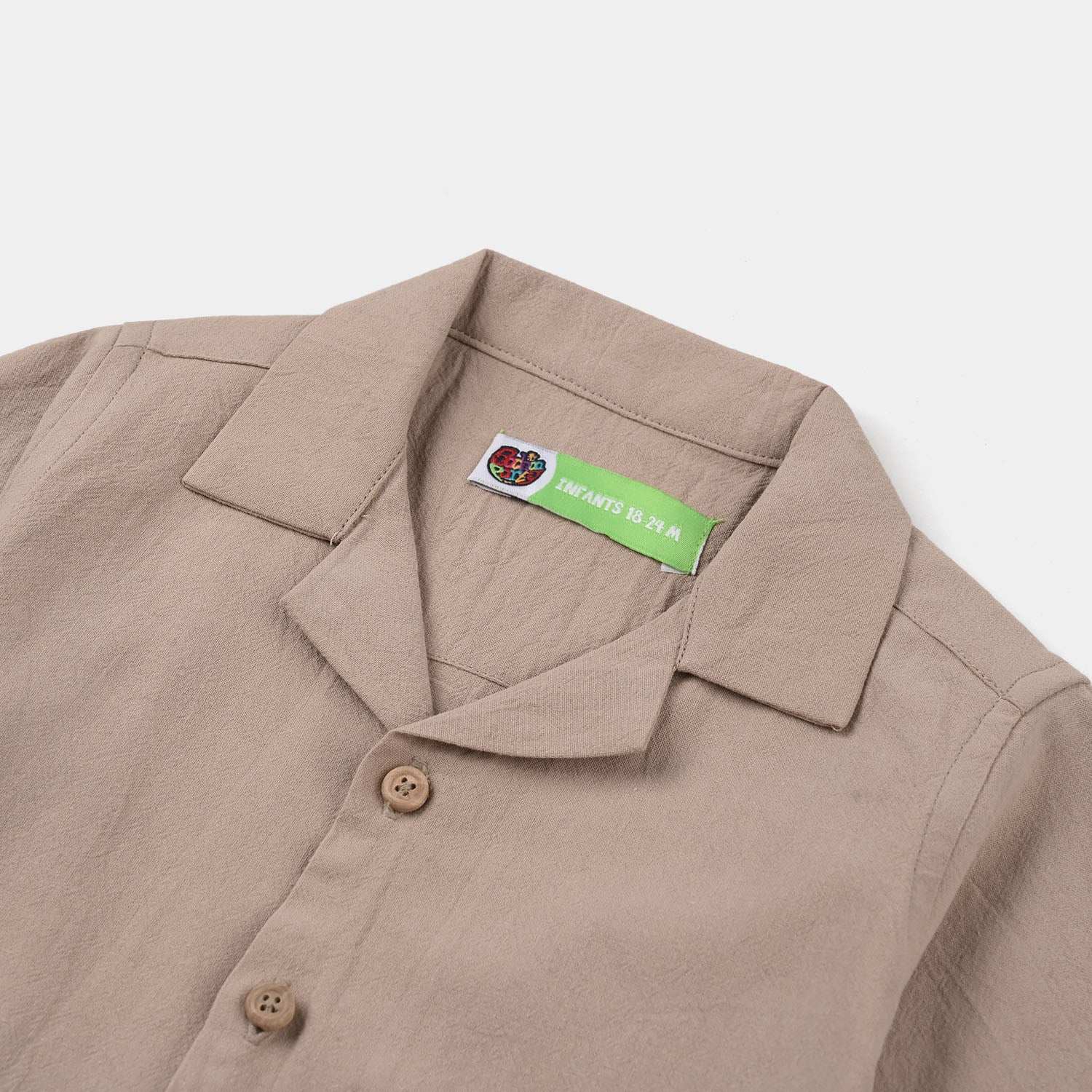 Infant Boys Cotton Shirt - Beige - Image 2