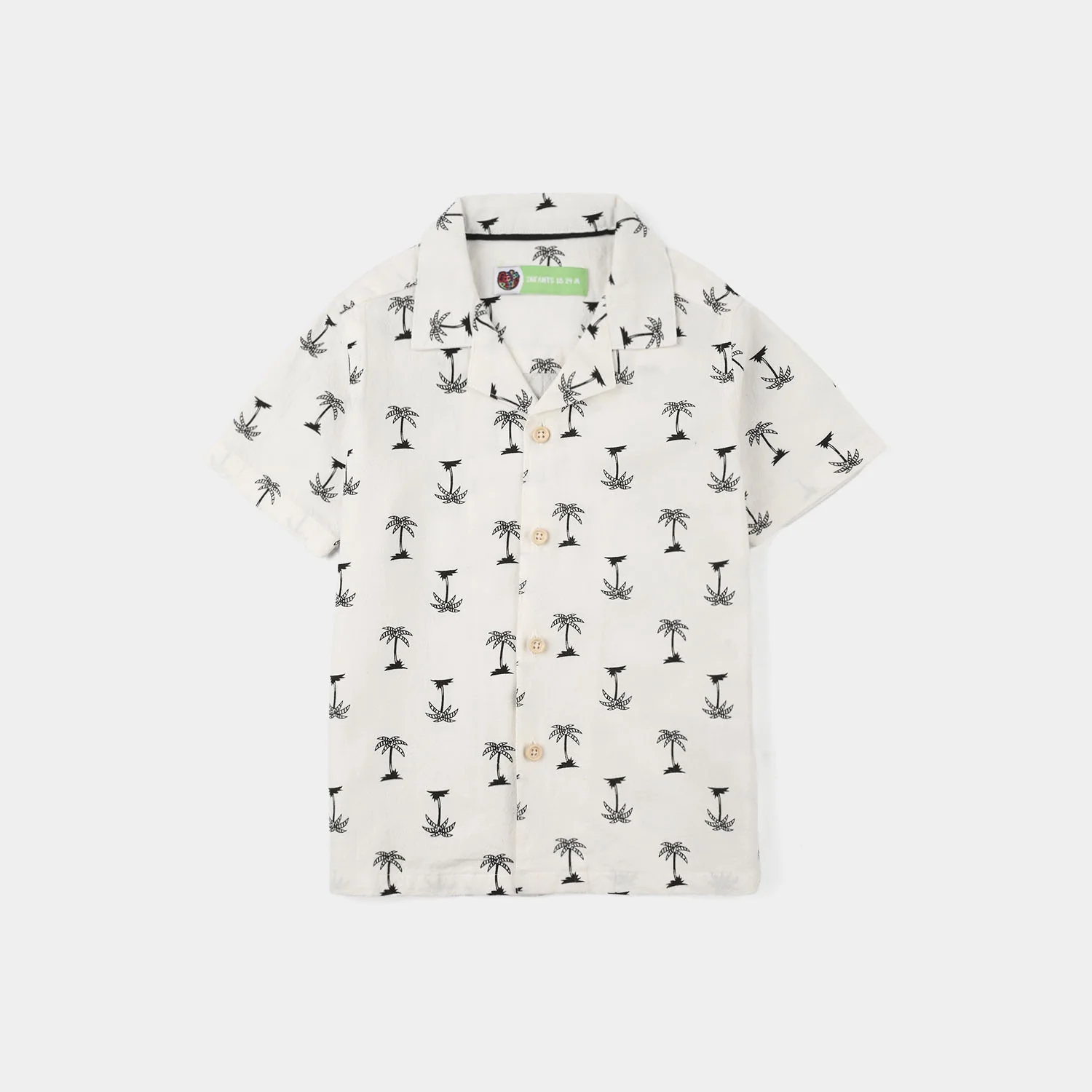 Infant Boys Cotton Shirt (Tree) - White
