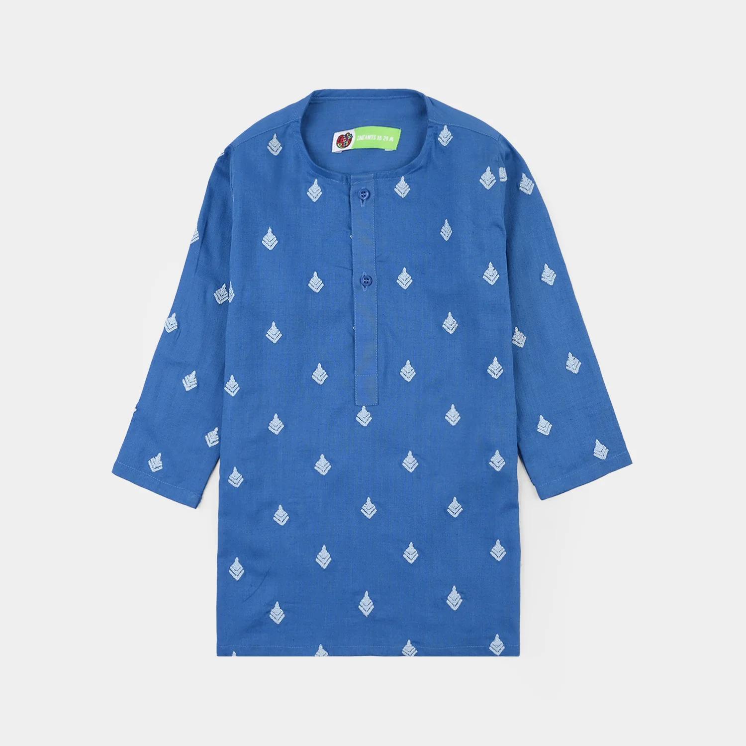Infant Boys Cotton Slub Embroidered Kurta (Breeze) - Blue - Image 2