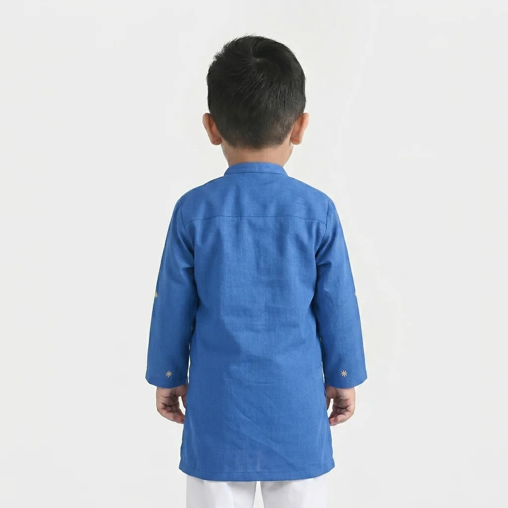 Infant Boys Cotton Slub Printed Kurta (Funk) - Blue - Image 2