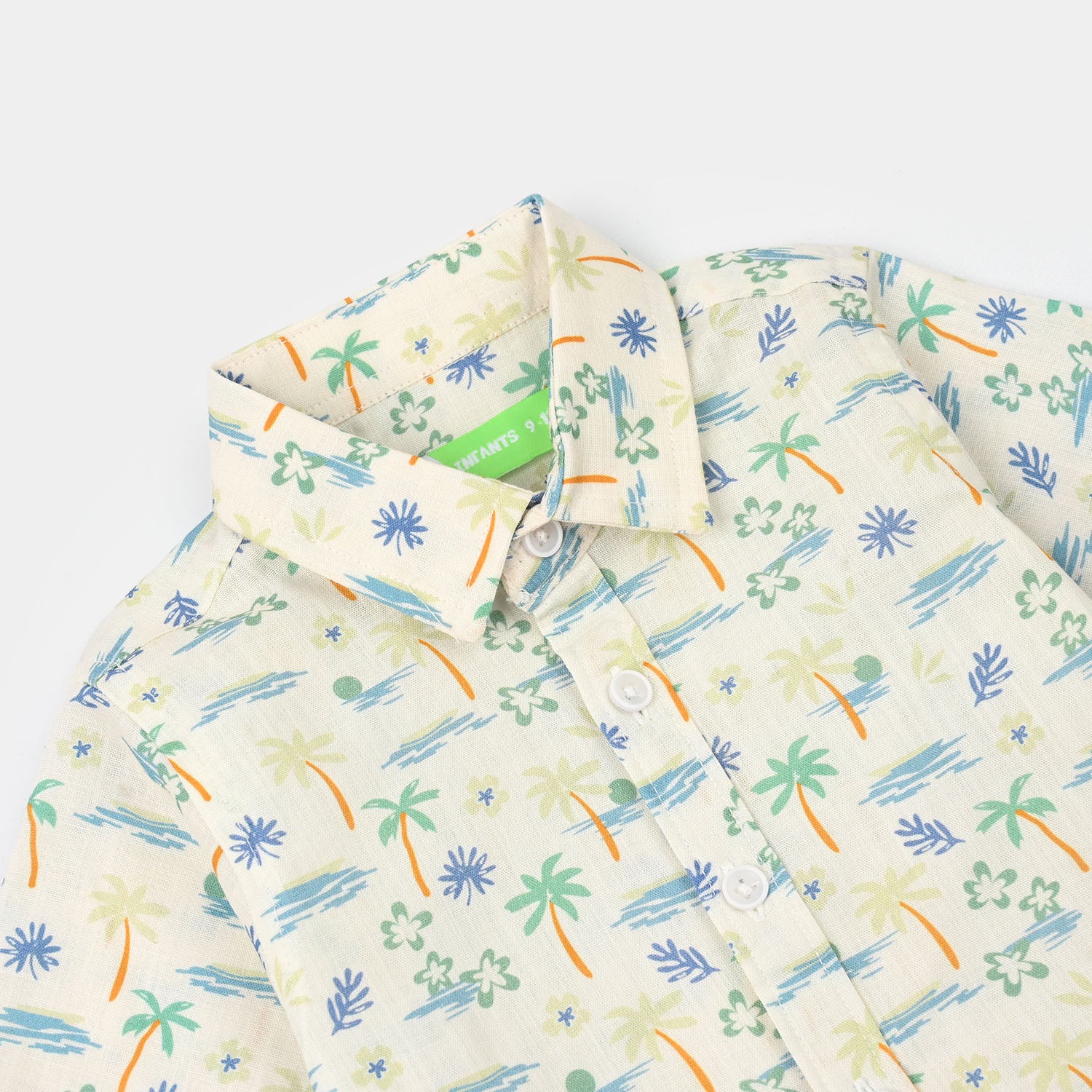 Infant Boys Cotton Slub Shirt (Palm Tree)-White - Image 2