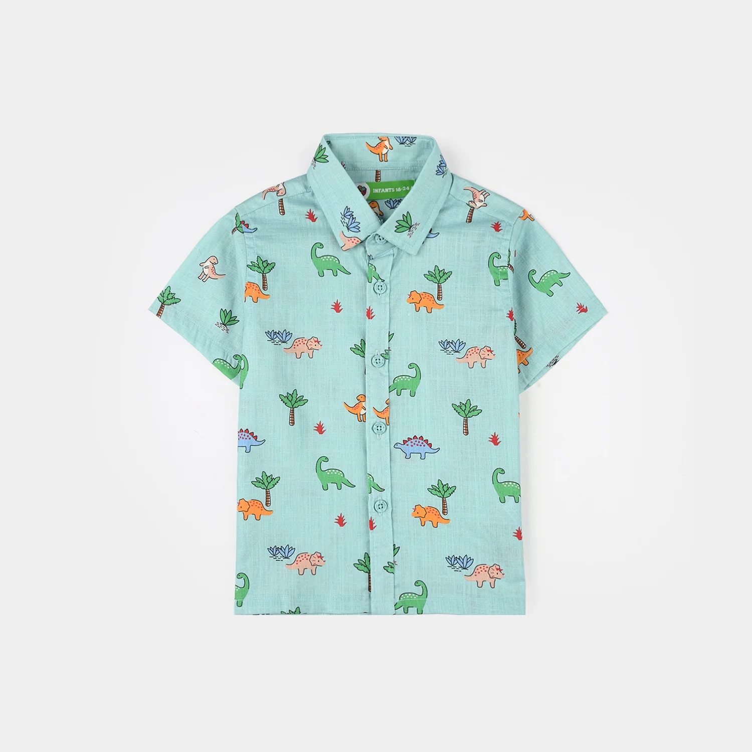 Infant Boys Cotton Slub Shirt (Safari) - Light Green