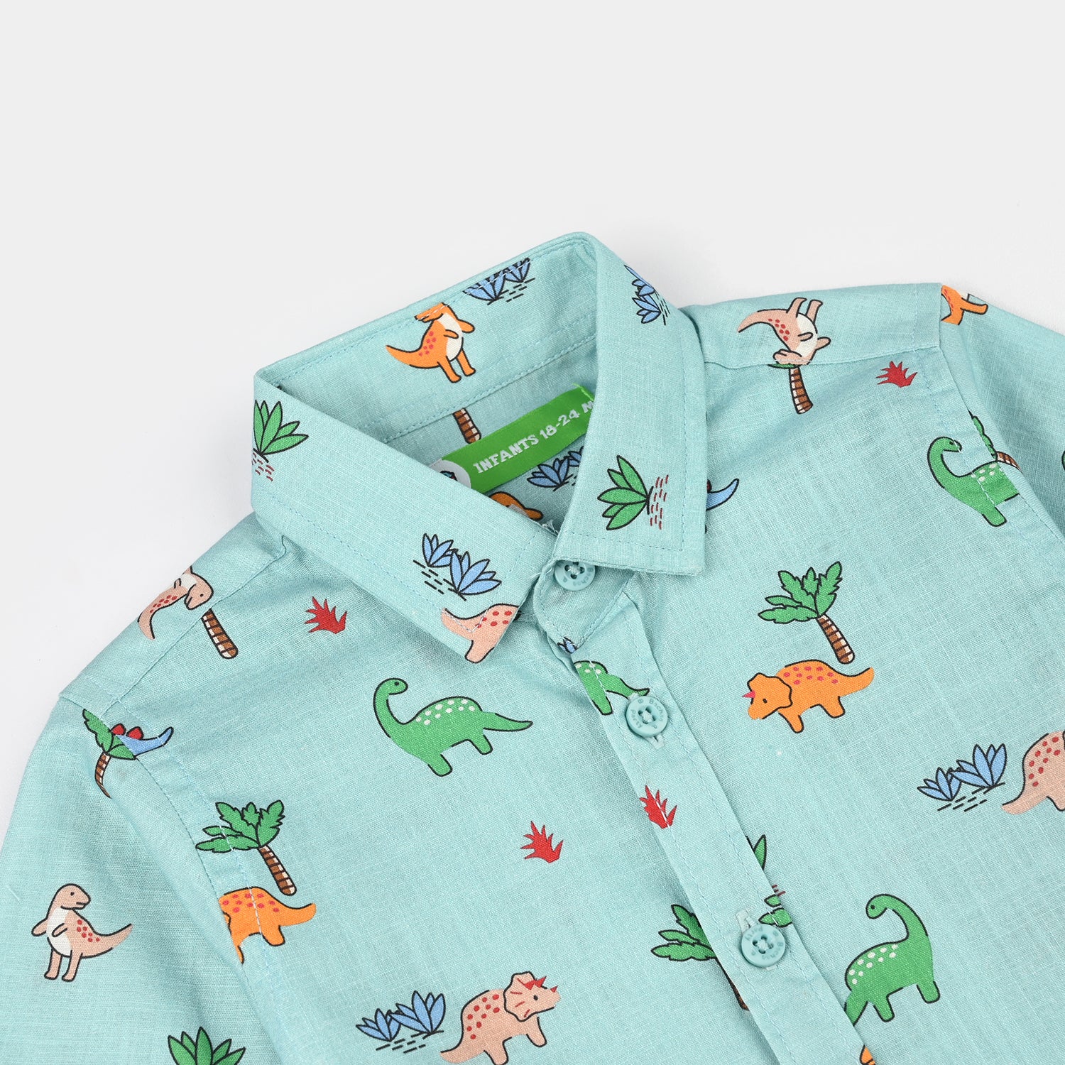 Infant Boys Cotton Slub Shirt (Safari) - Light Green - Image 2