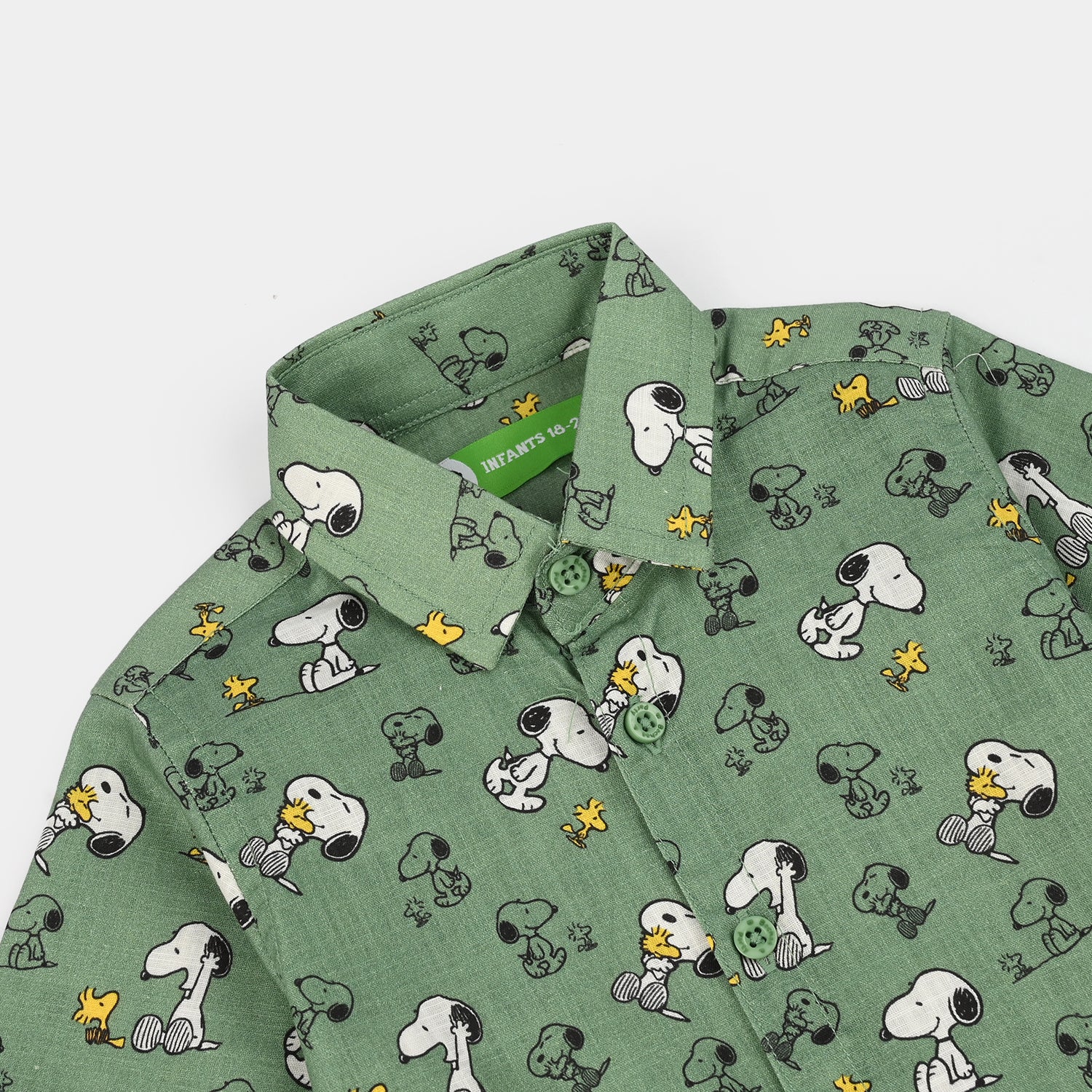 Infant Boys Cotton Slub Shirt-Green - Image 2