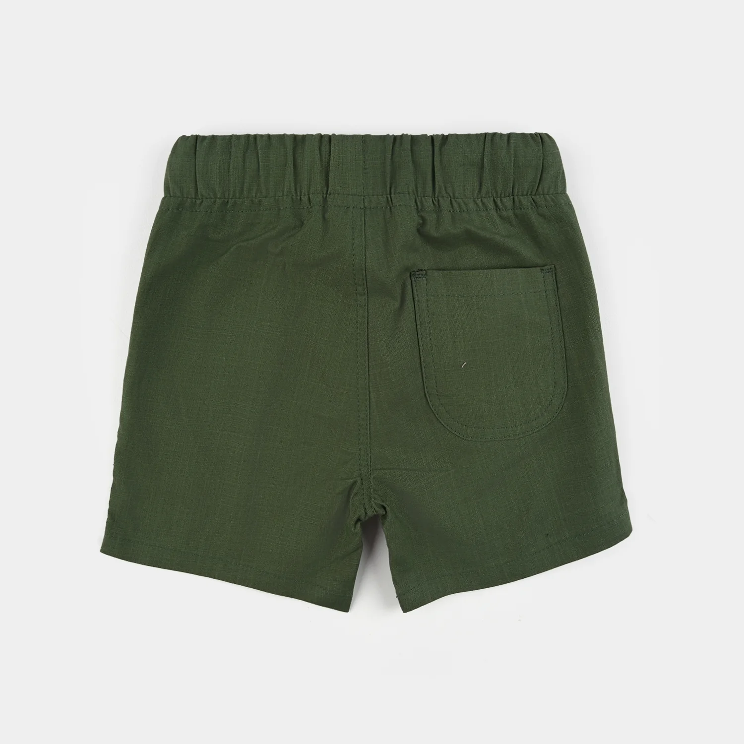 Infant Boys Cotton Slub Shorts (Patched Pocket) - Green - Image 3
