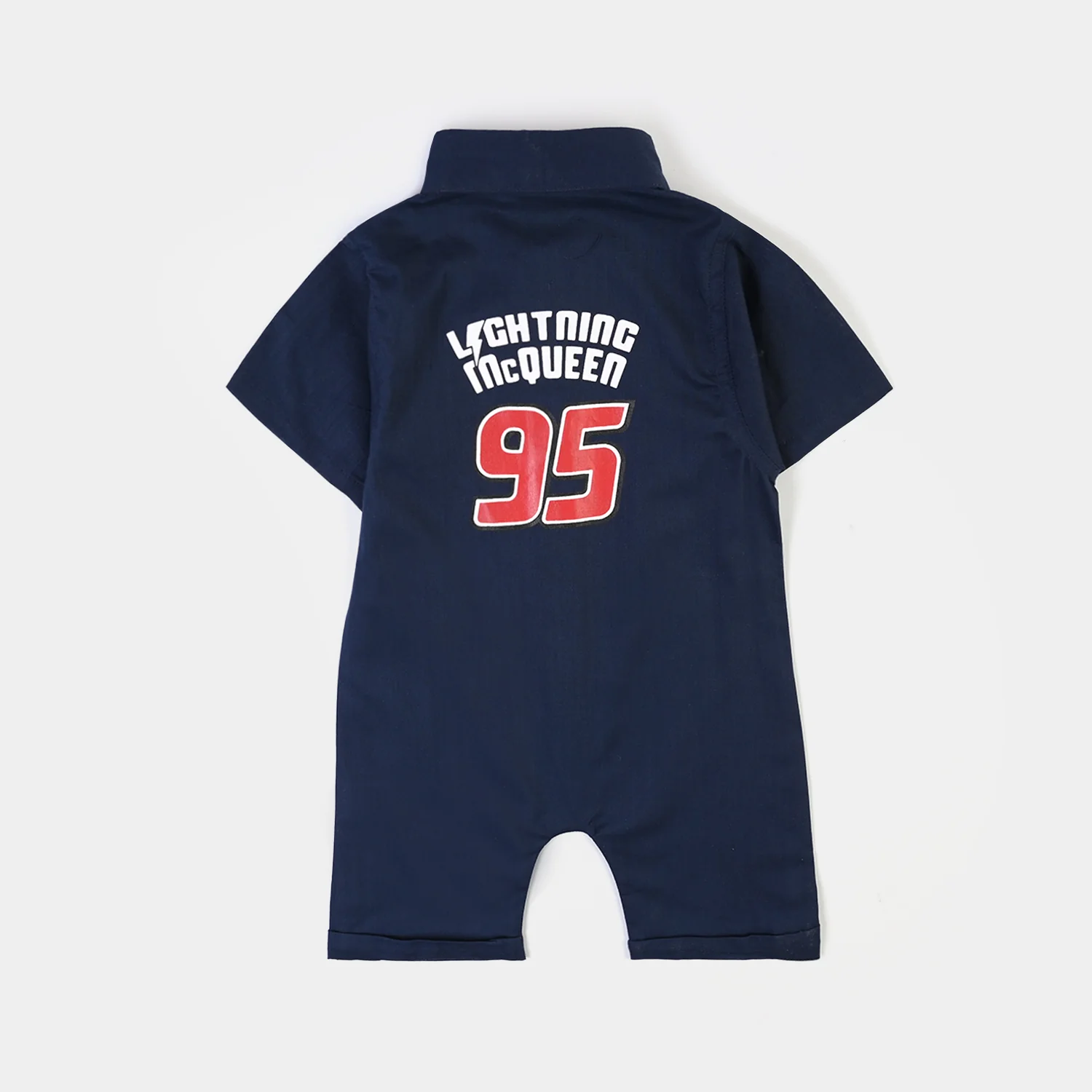 Infant Boys Cotton Slub Woven Romper-NAVY - Image 4