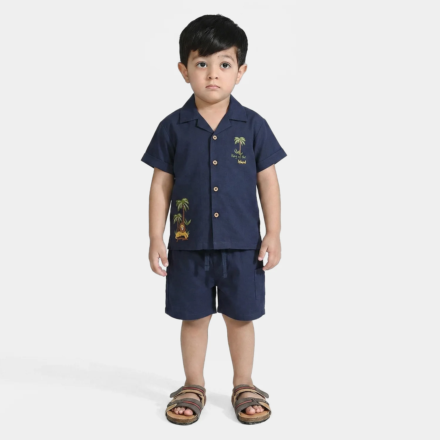 Infant Boys Cotton Slub Woven Suit (Island) - Navy