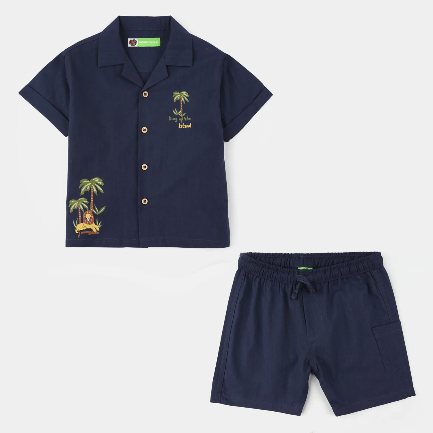 Infant Boys Cotton Slub Woven Suit (Island) - Navy - Image 3